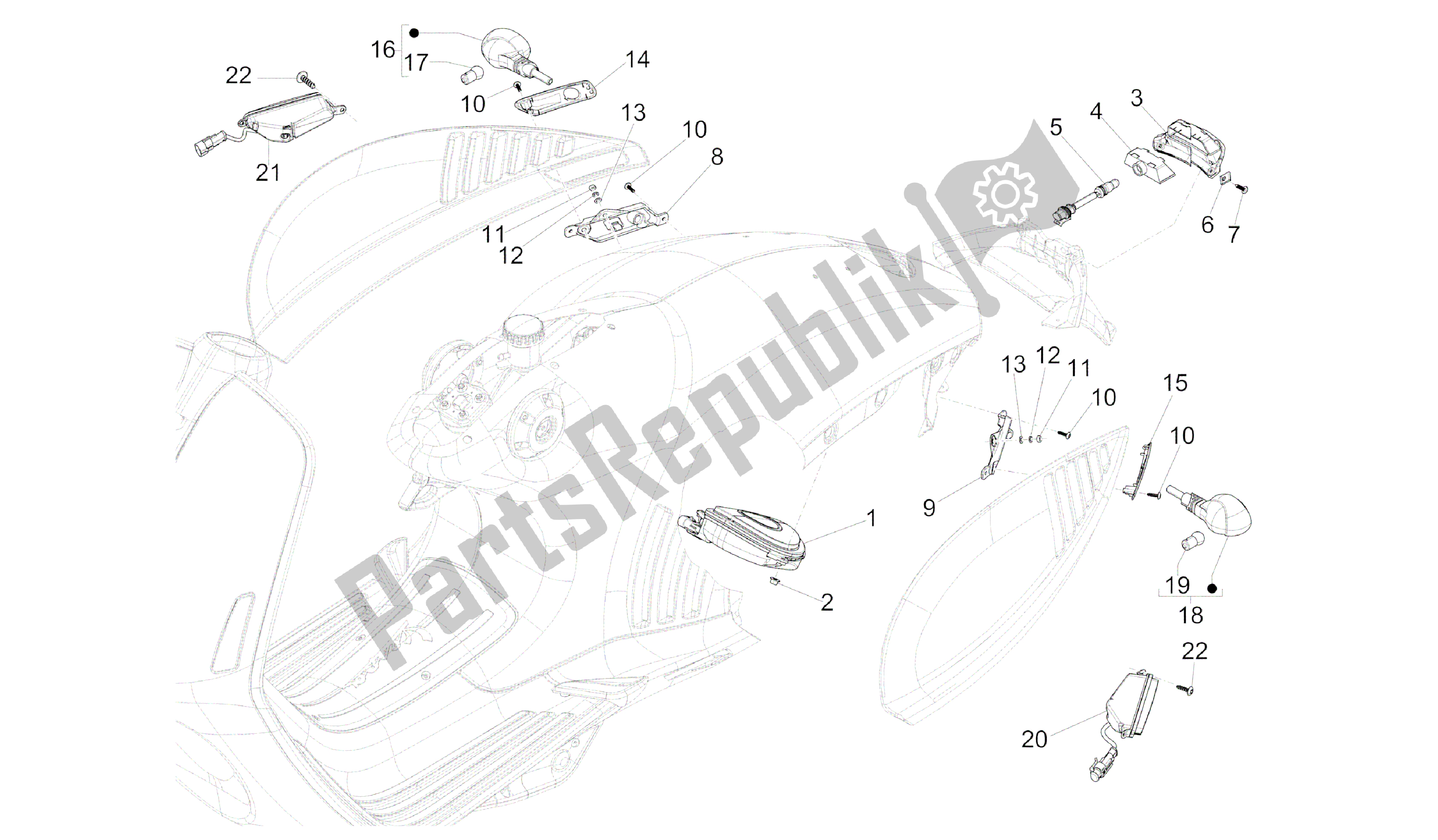 Wszystkie części do Reflektory Tylne - Kierunkowskazy Vespa 946 150 2013 - 2014