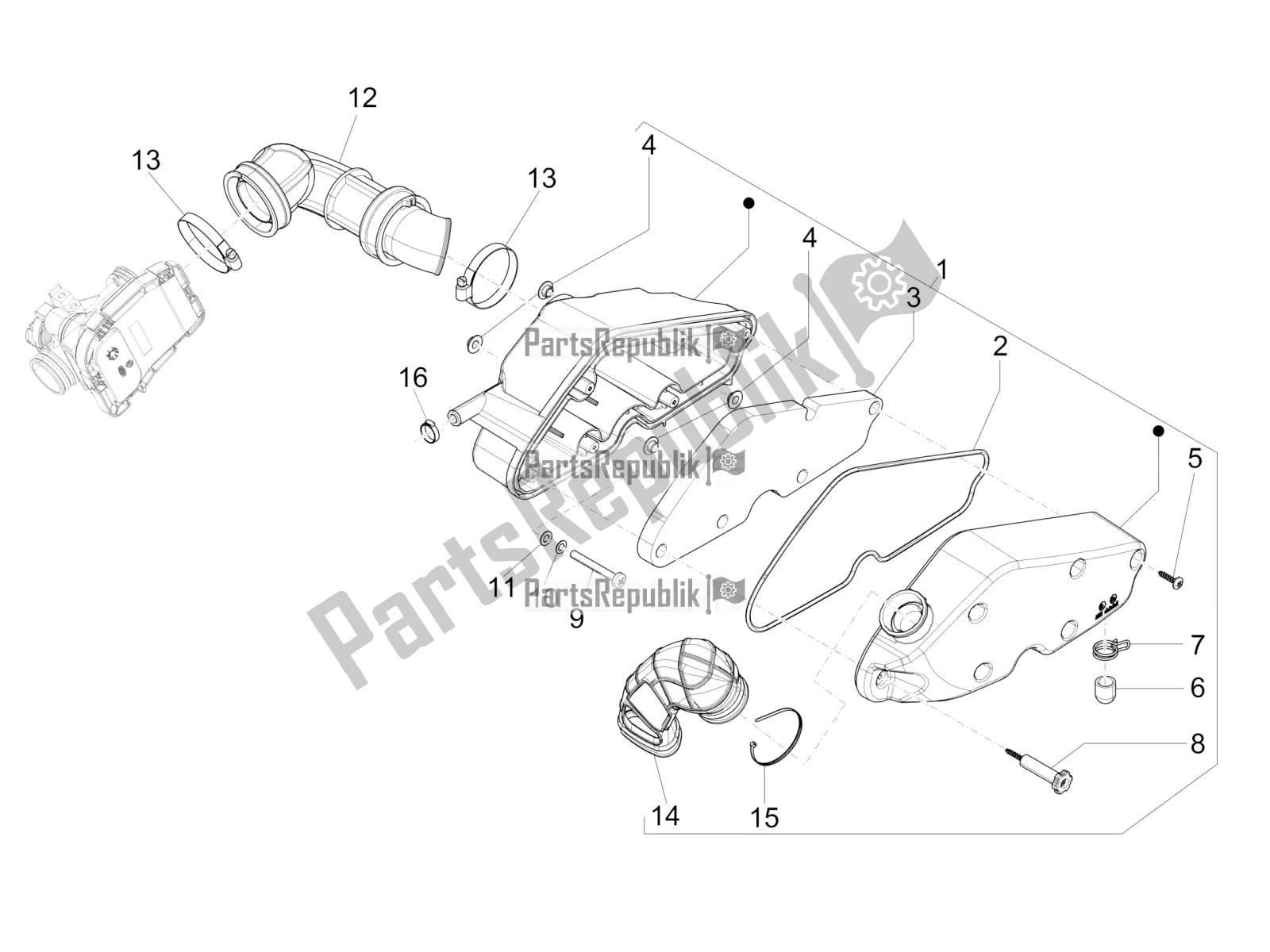 All parts for the Air Filter of the Vespa 946 150 4T 3V ABS 2016