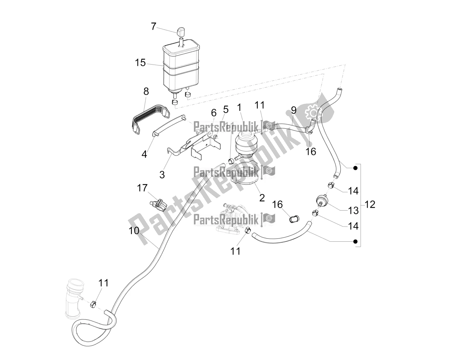 Todas las partes para Sistema Antipercolación de Vespa 946 150 4T 3V ABS 2016