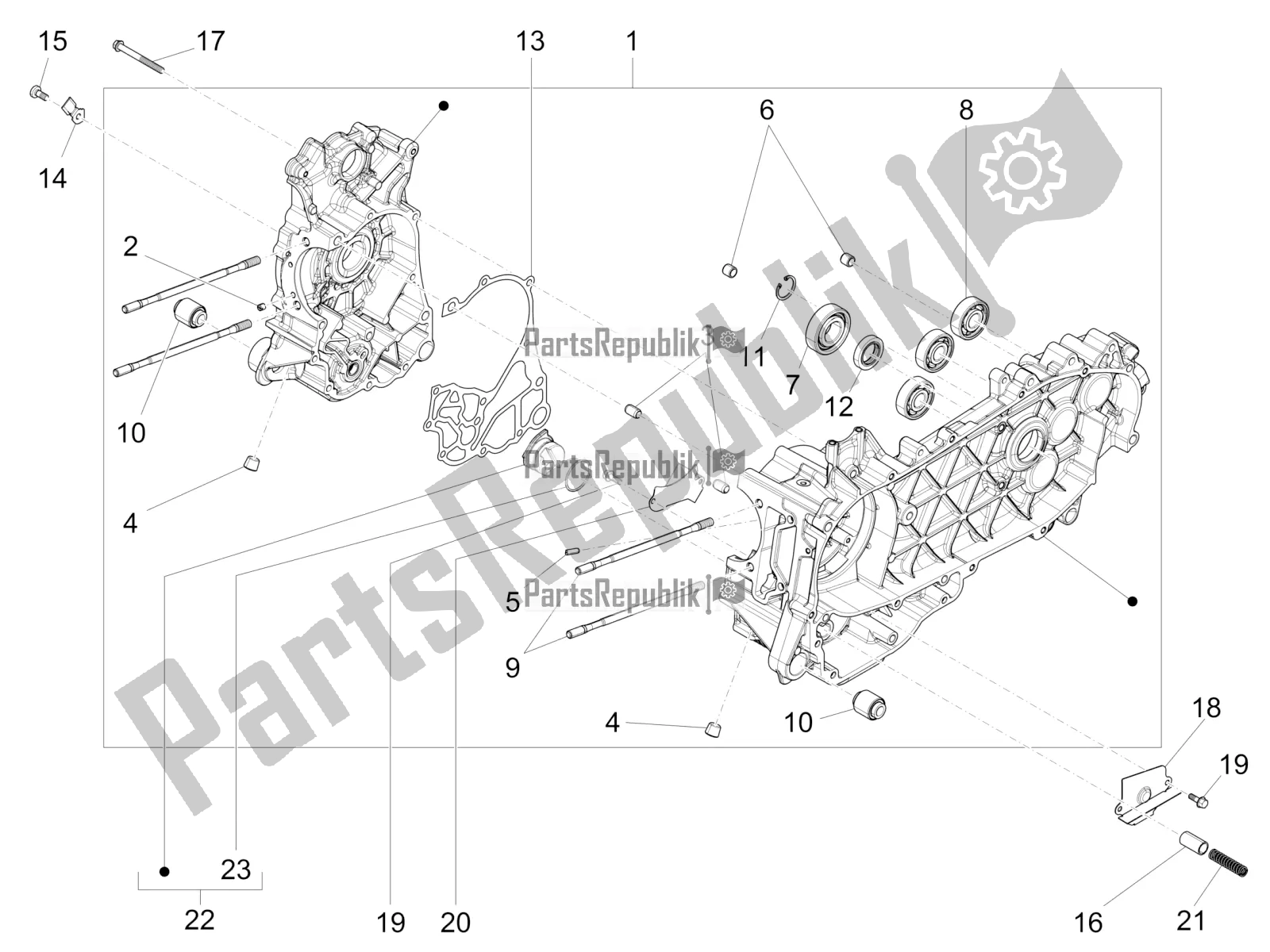 All parts for the Crankcase of the Vespa 946 150 4T 3V ABS 2016