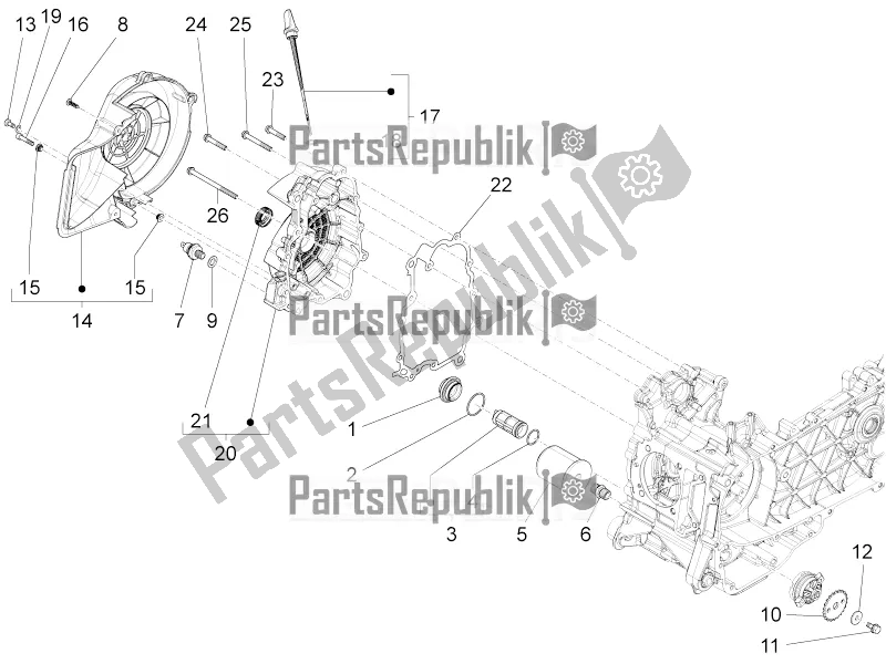 Toutes les pièces pour le Couvercle Magnéto Volant - Filtre à Huile du Vespa 946 150 4T 3V ABS 2016