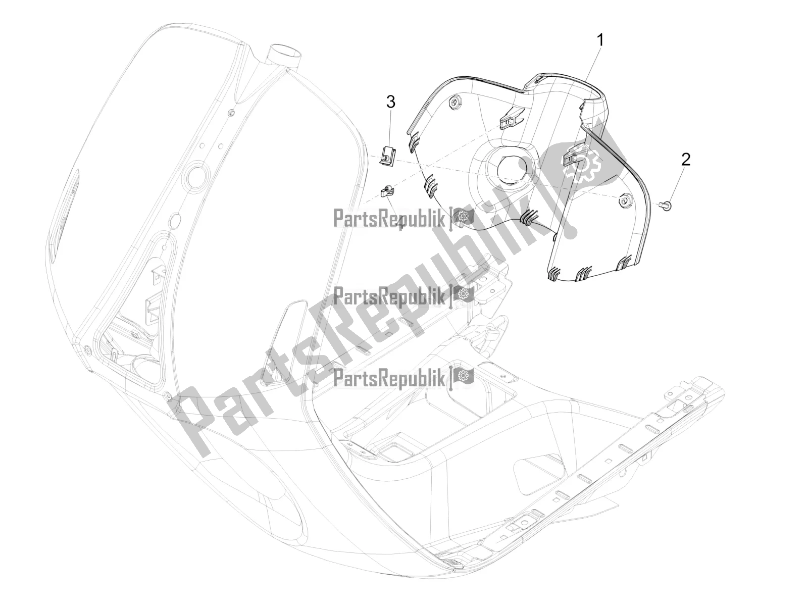 Tutte le parti per il Vano Portaoggetti Anteriore - Pannello Di Protezione Per Le Ginocchia del Vespa 946 150 4T 3V ABS 2016