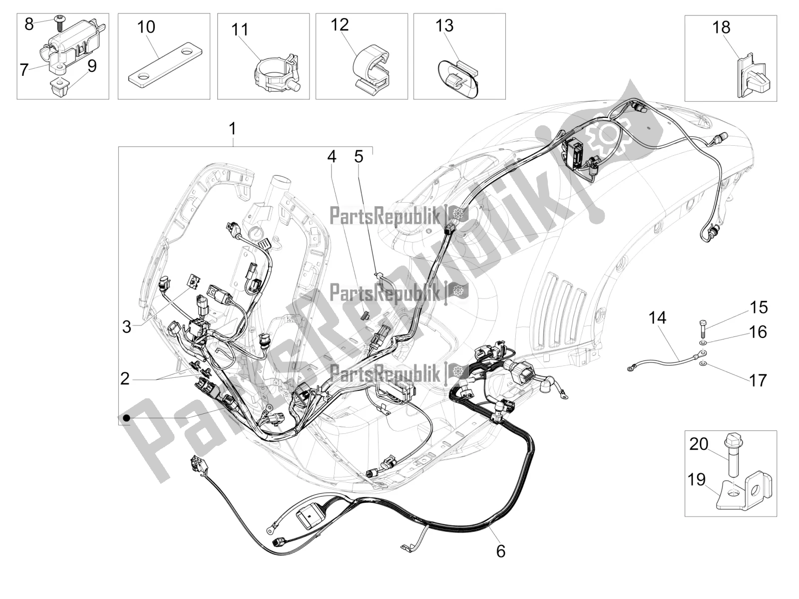 Toutes les pièces pour le Faisceau De Câbles Principal du Vespa 946 150 4T 3V ABS 2016