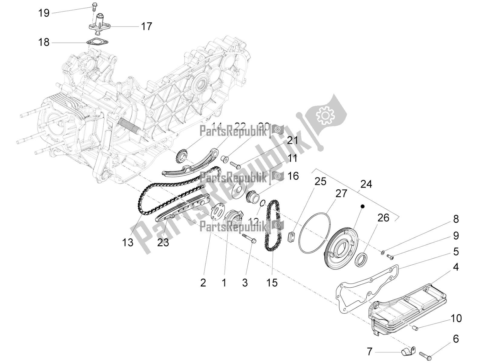 Tutte le parti per il Pompa Dell'olio del Vespa 946 150 4T 3V ABS 2016