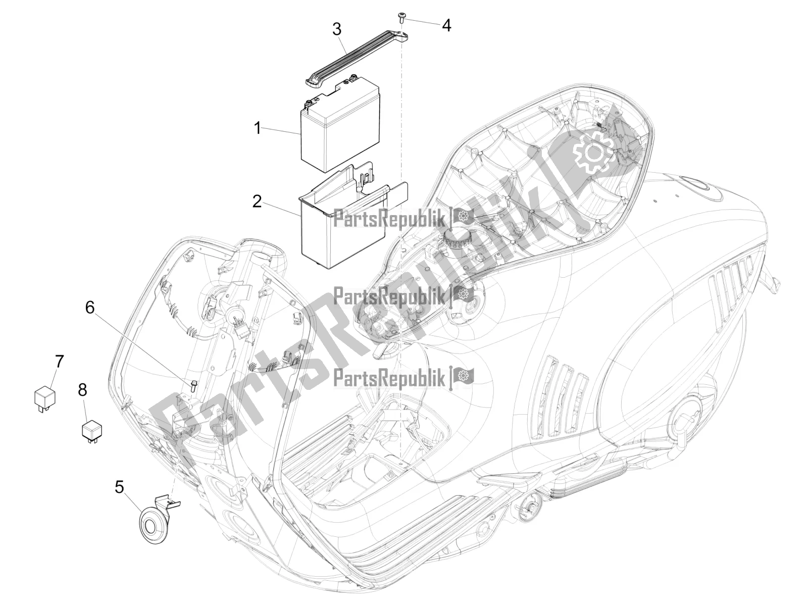 All parts for the Remote Control Switches - Battery - Horn of the Vespa 946 150 4T 3V ABS 2016