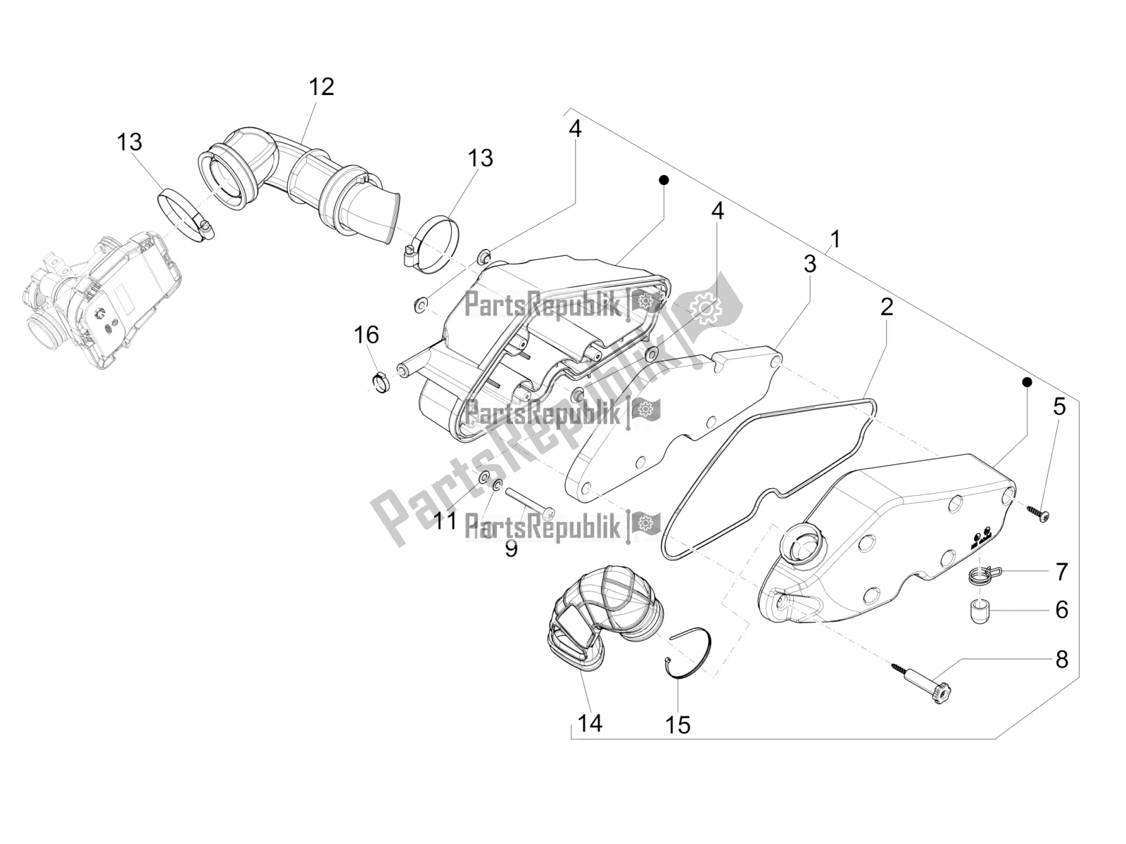 All parts for the Air Filter of the Vespa 946 150 4T 3V ABS 2017