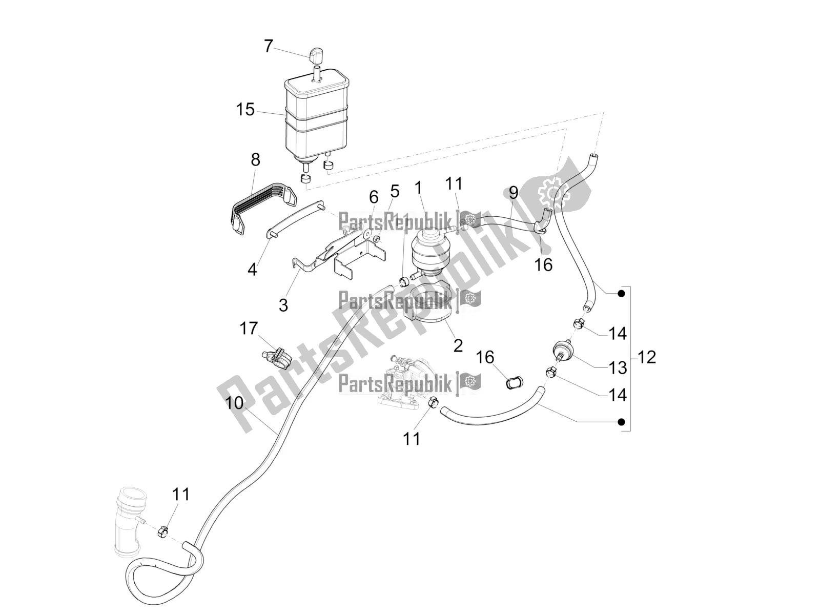 Todas as partes de Sistema Anti-percolação do Vespa 946 150 4T 3V ABS 2017