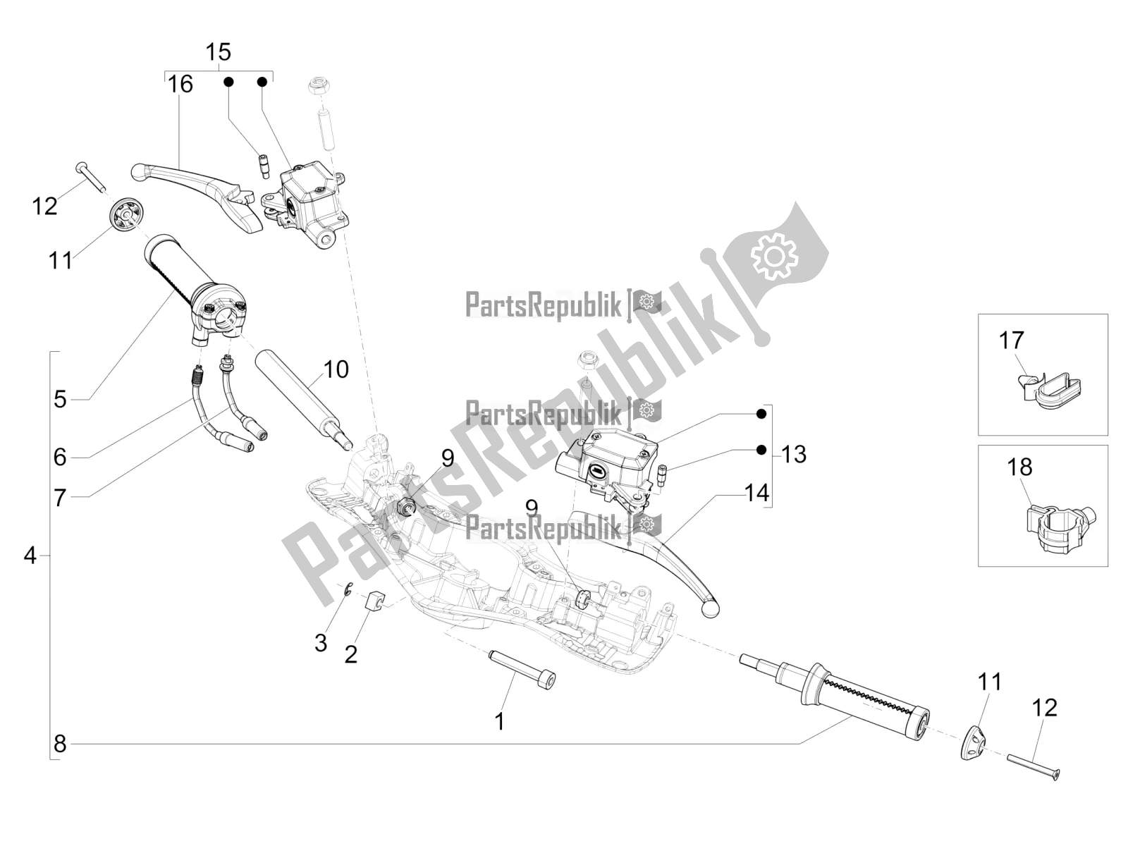 Tutte le parti per il Manubrio - Master Cil. Del Vespa 946 150 4T 3V ABS 2017