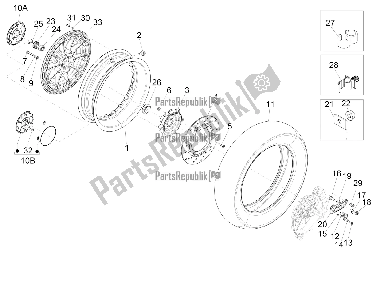 Wszystkie części do Tylne Ko? O Vespa 946 150 4T 3V ABS 2017