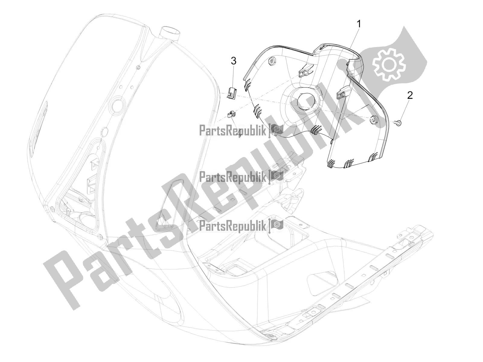 All parts for the Front Glove-box - Knee-guard Panel of the Vespa 946 150 4T 3V ABS 2018