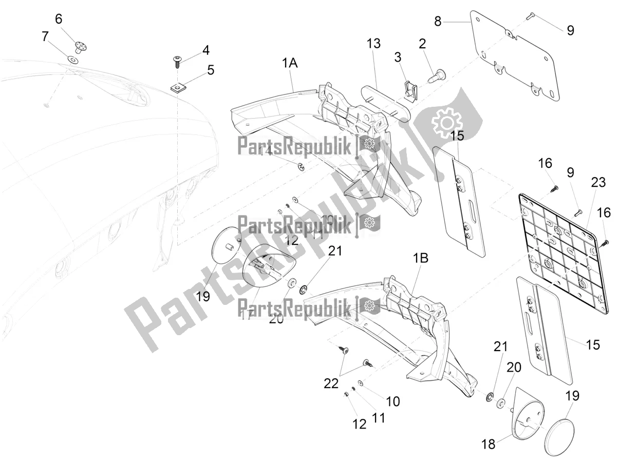 Toutes les pièces pour le Capot Arrière - Protection Contre Les éclaboussures du Vespa 946 150 4T 3V ABS 2018