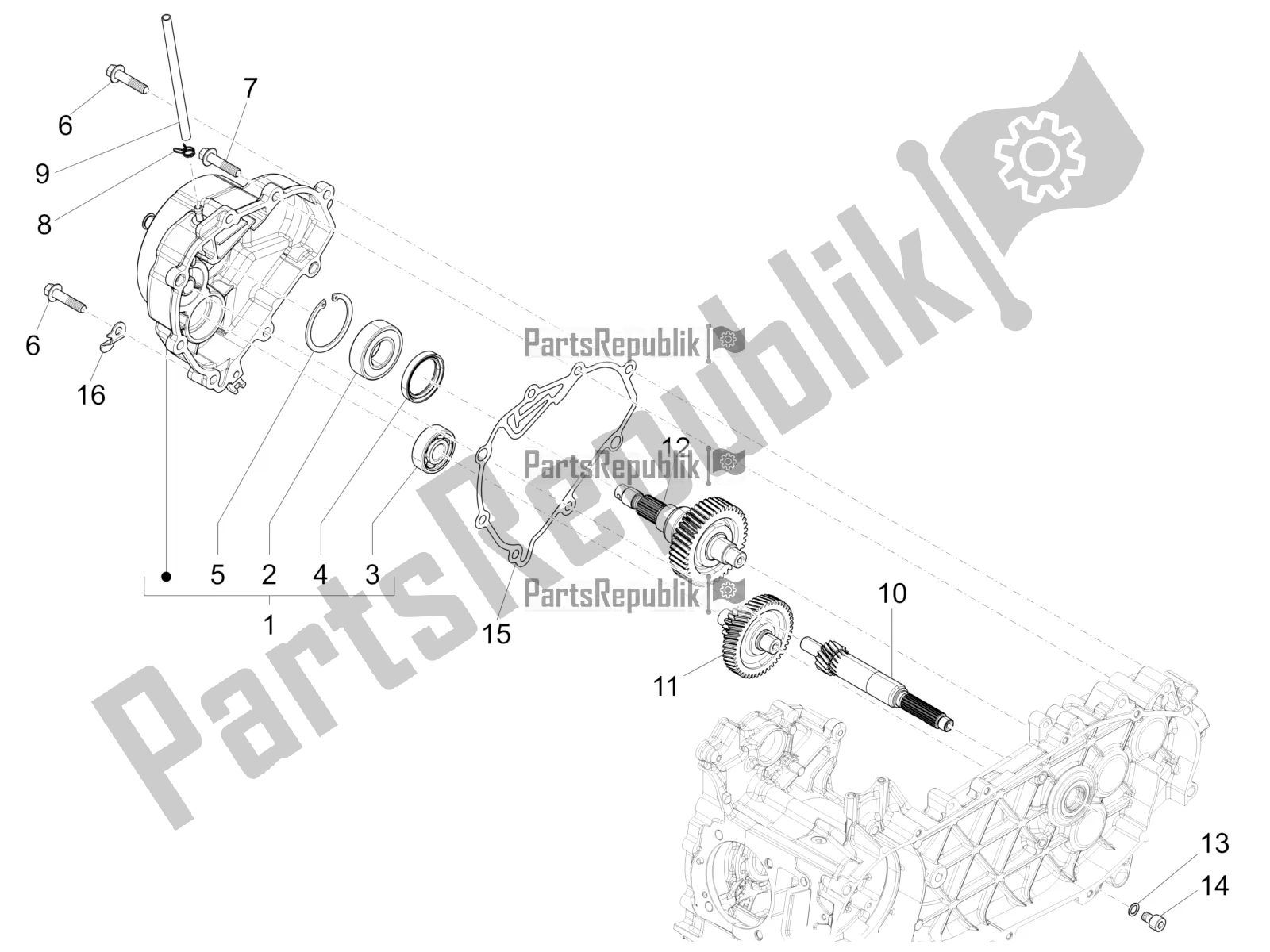 All parts for the Reduction Unit of the Vespa 946 150 4T 3V ABS 2018
