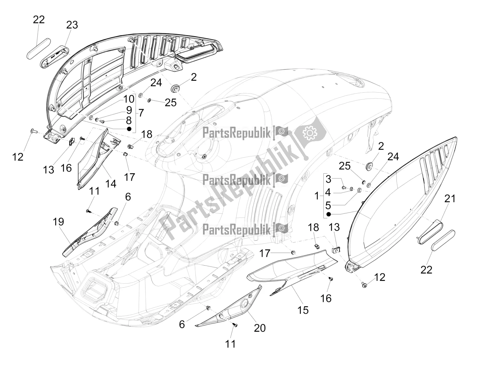 Toutes les pièces pour le Couvercle Latéral - Spoiler du Vespa 946 150 4T 3V ABS 2018