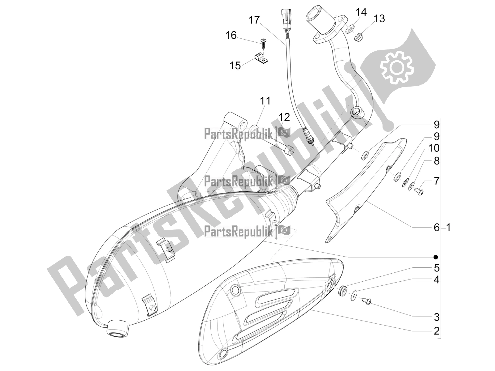 Alle onderdelen voor de Geluiddemper van de Vespa 946 150 4T 3V ABS 2018