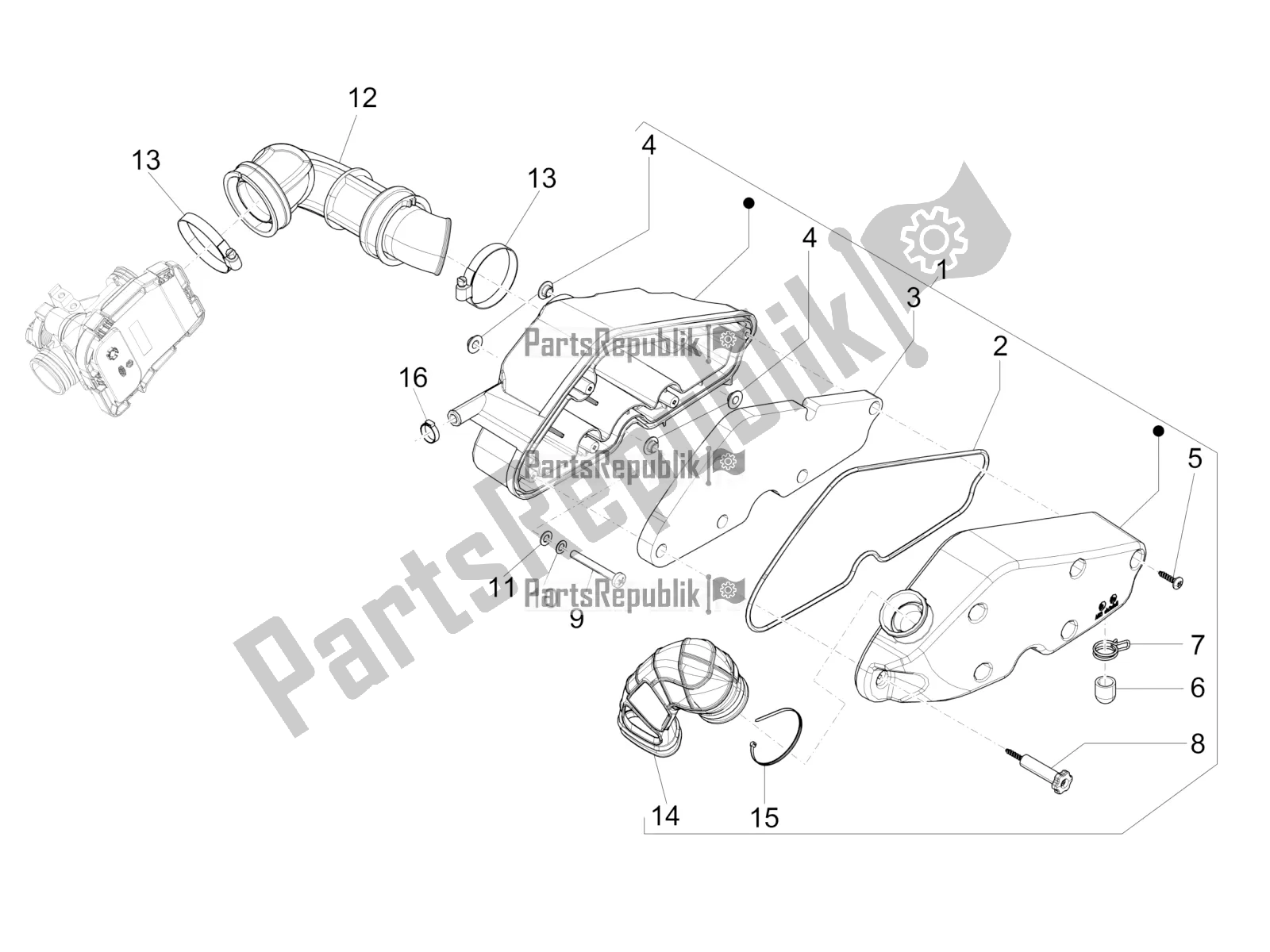 Tutte le parti per il Filtro Dell'aria del Vespa 946 150 ABS CD Apac 2021