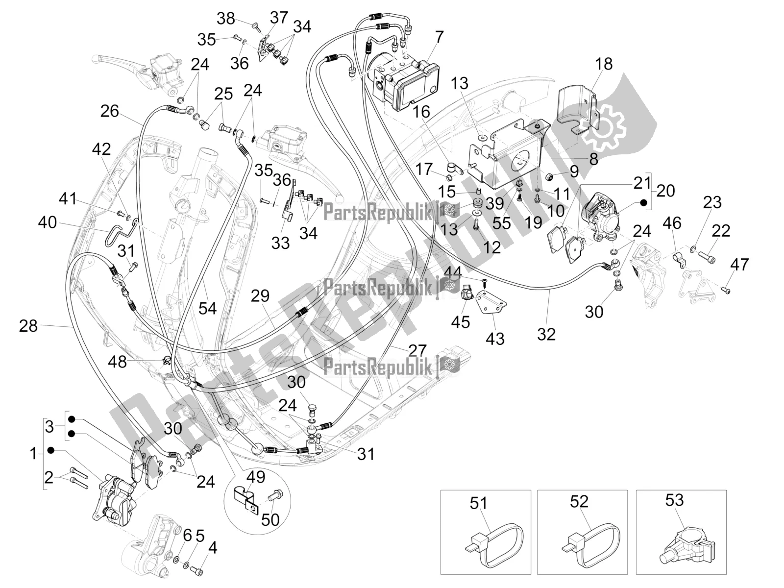 Todas las partes para Frenos Tubos - Pinzas (abs) de Vespa 946 150 ABS CD Apac 2021