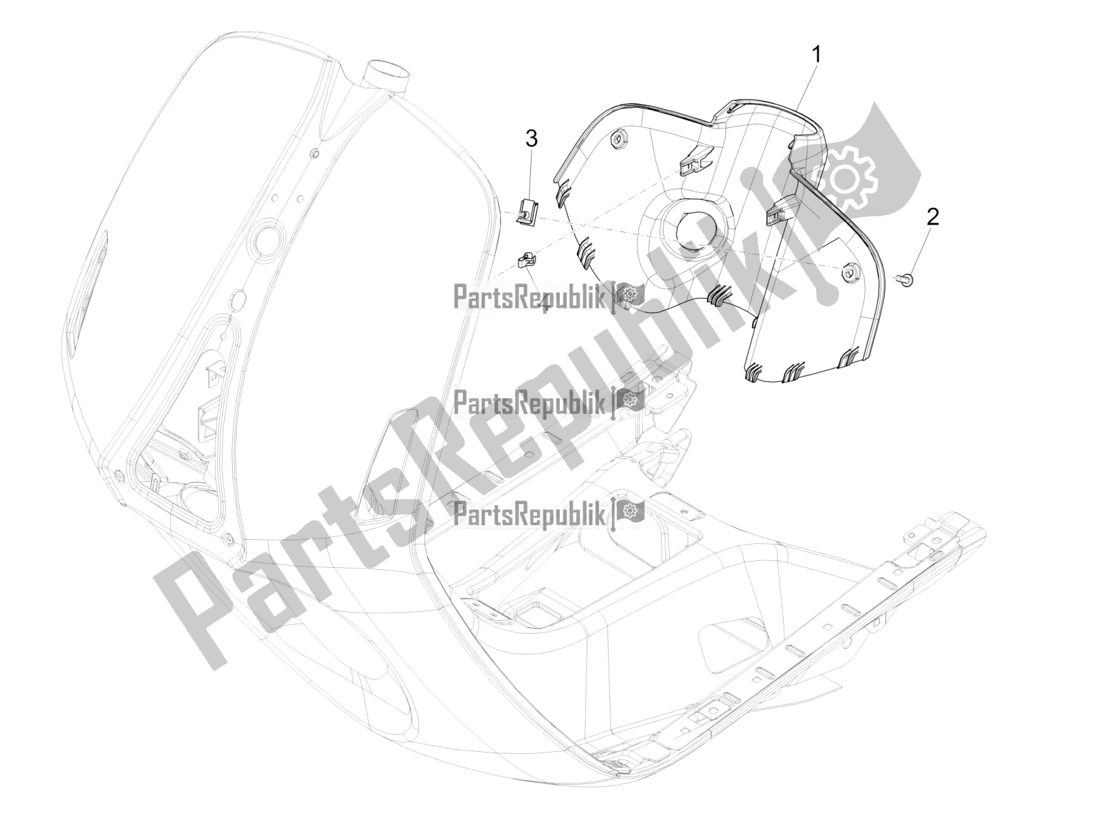 Alle onderdelen voor de Dashboardkastje Voor - Kniebeschermer van de Vespa 946 150 ABS CD Apac 2021