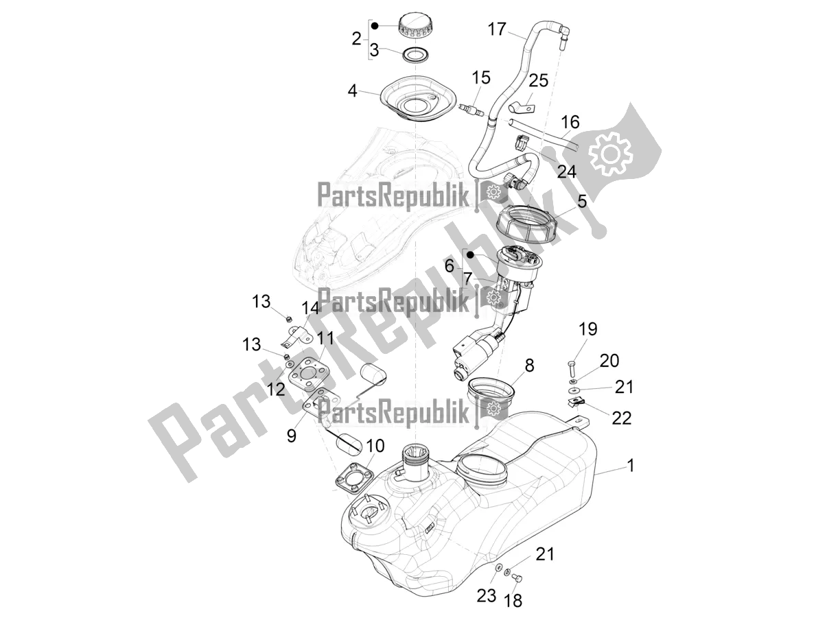 All parts for the Fuel Tank of the Vespa 946 150 ABS CD Apac 2021