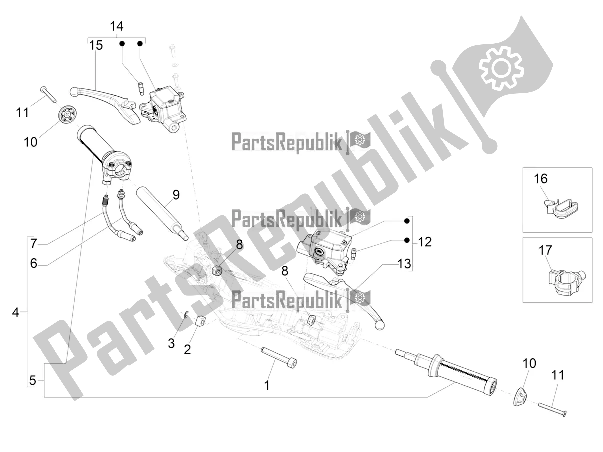 All parts for the Handlebars - Master Cil. Of the Vespa 946 150 ABS CD Apac 2021