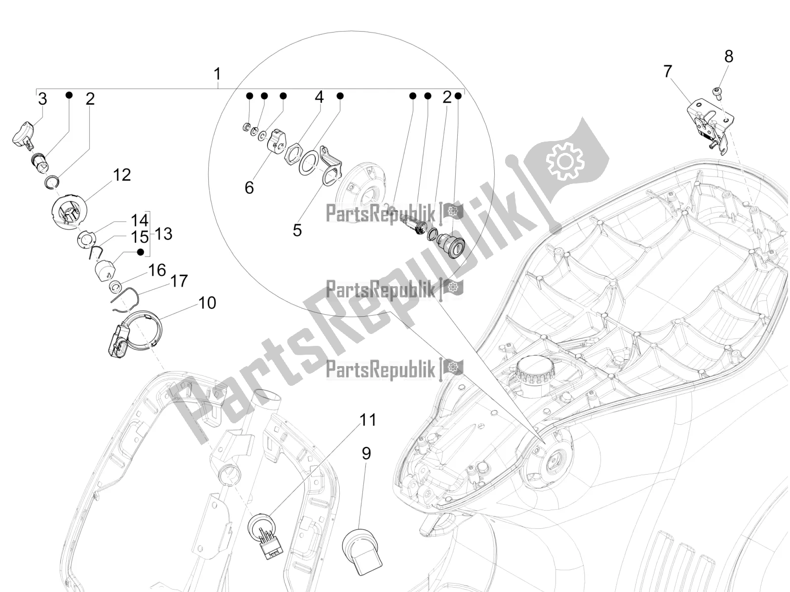 Wszystkie części do Zamki Vespa 946 150 ABS CD Apac 2021