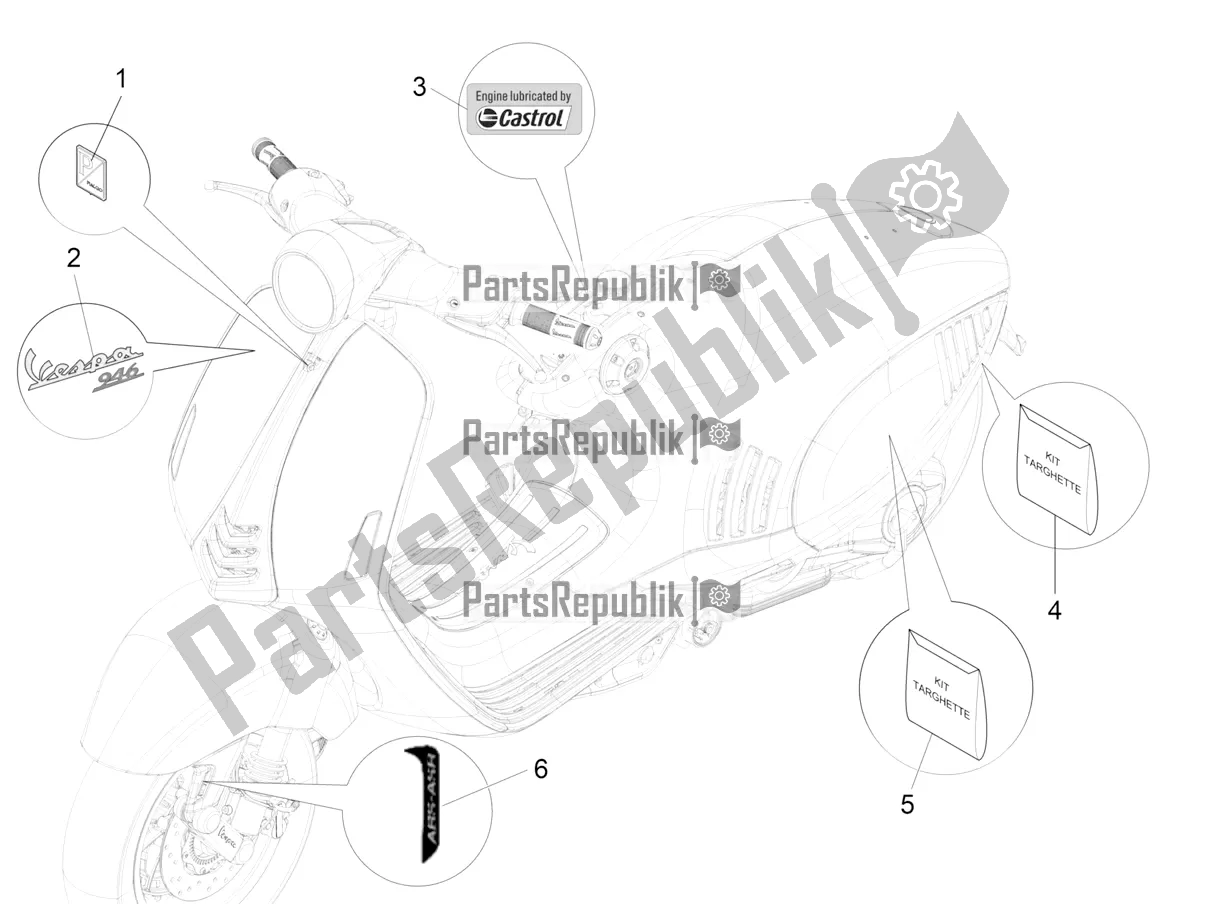 All parts for the Plates - Emblems of the Vespa 946 150 ABS CD Apac 2021