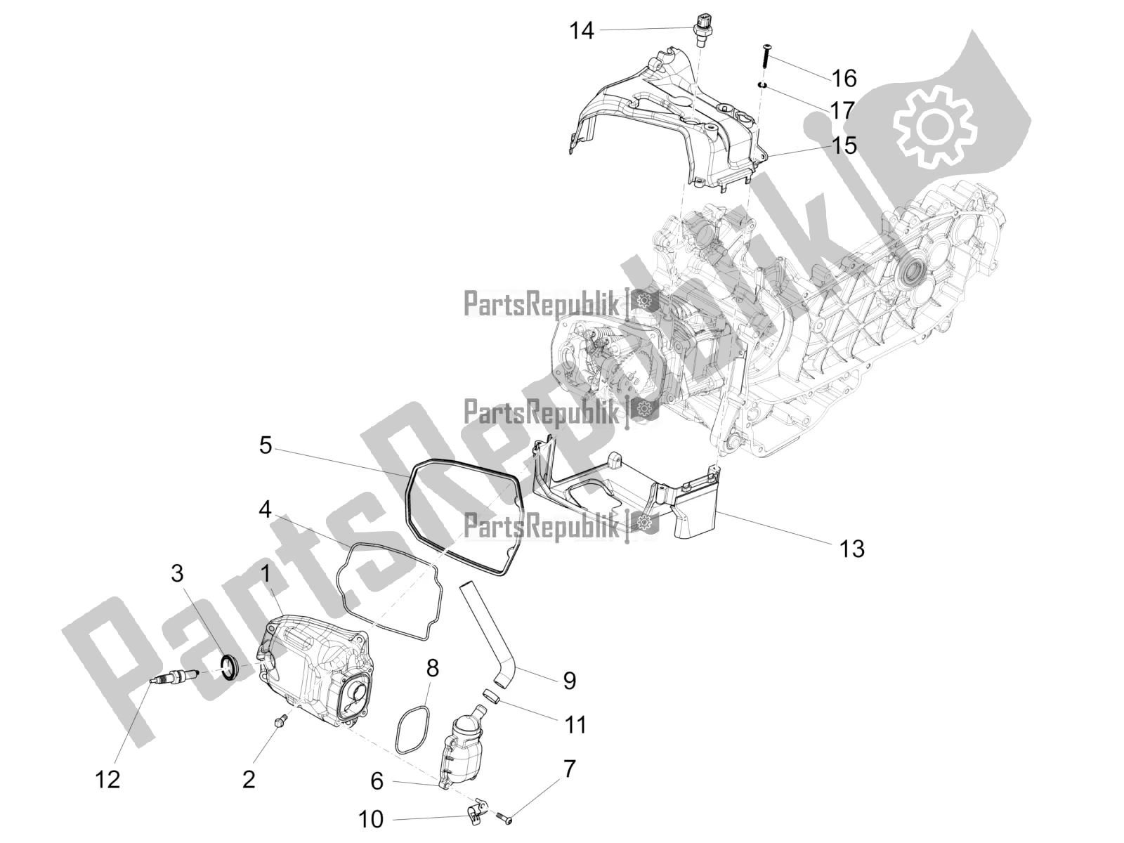 All parts for the Cylinder Head Cover of the Vespa 946 150 ABS CD Apac 2022