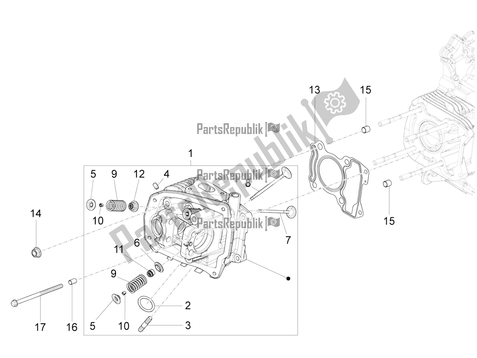 Alle onderdelen voor de Cylinder Head Unit - Valve van de Vespa 946 150 ABS CD Apac 2022