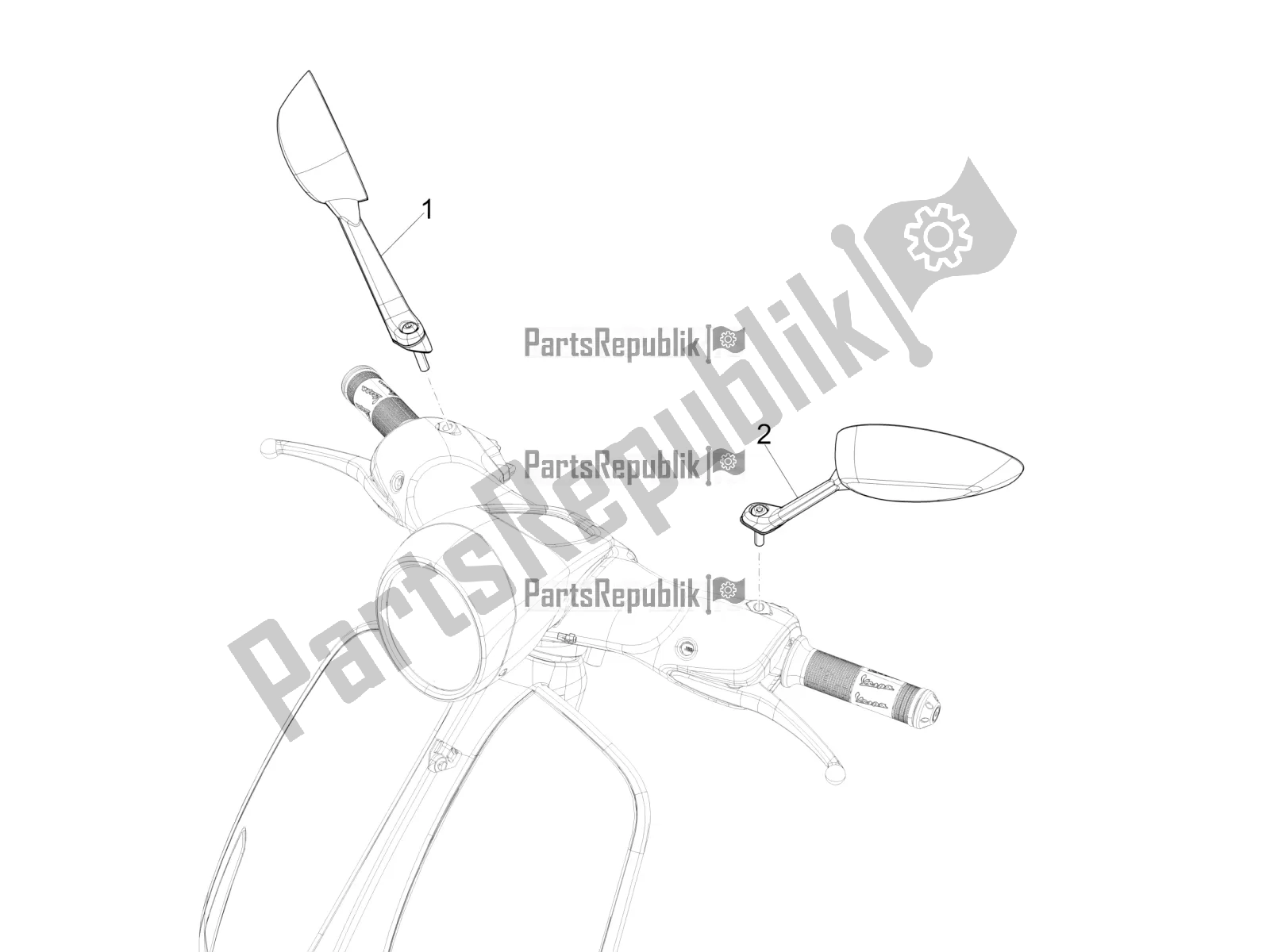 All parts for the Driving Mirror/s of the Vespa 946 150 ABS CD Apac 2022