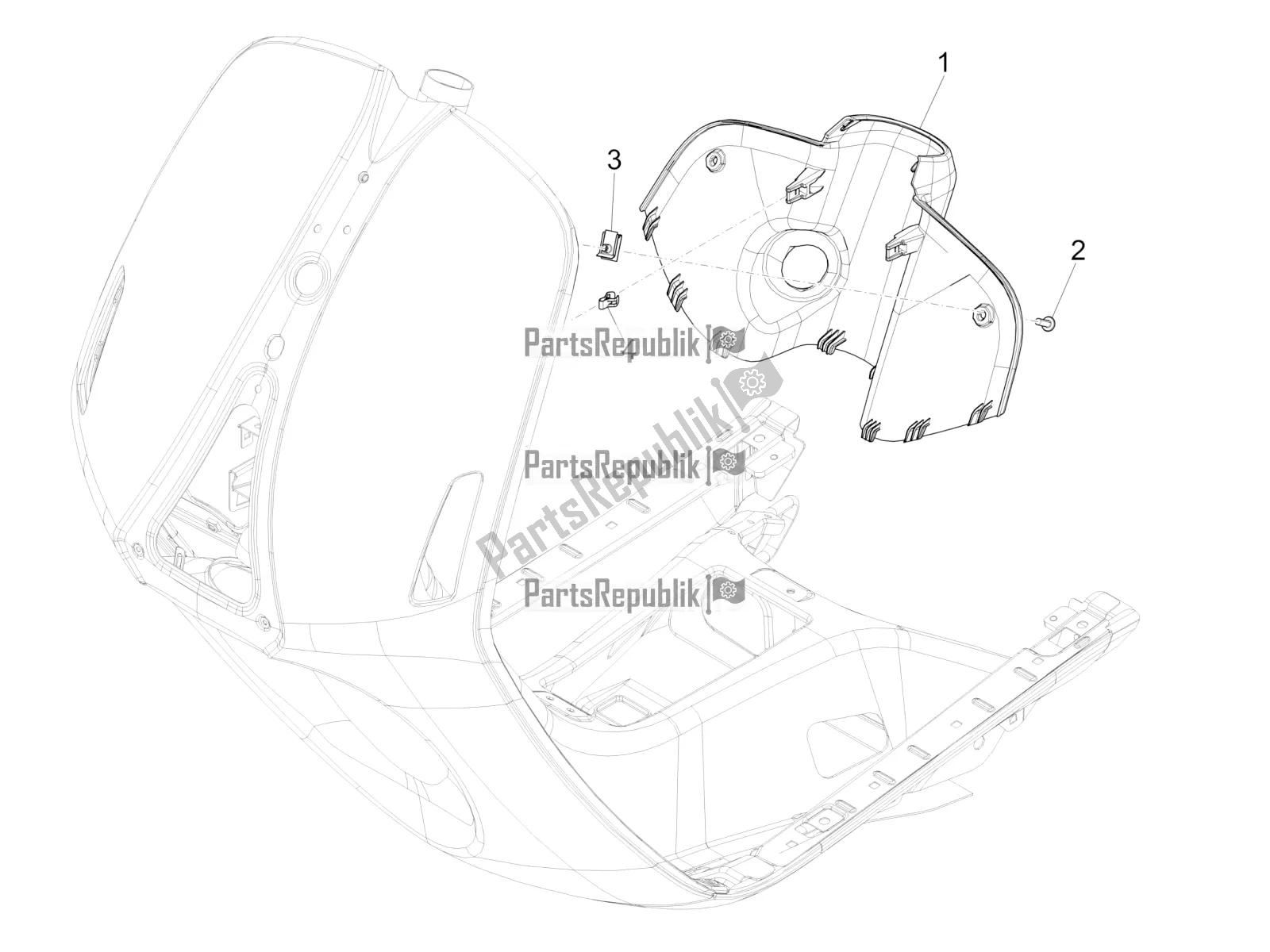 All parts for the Front Glove-box - Knee-guard Panel of the Vespa 946 150 ABS CD Apac 2022