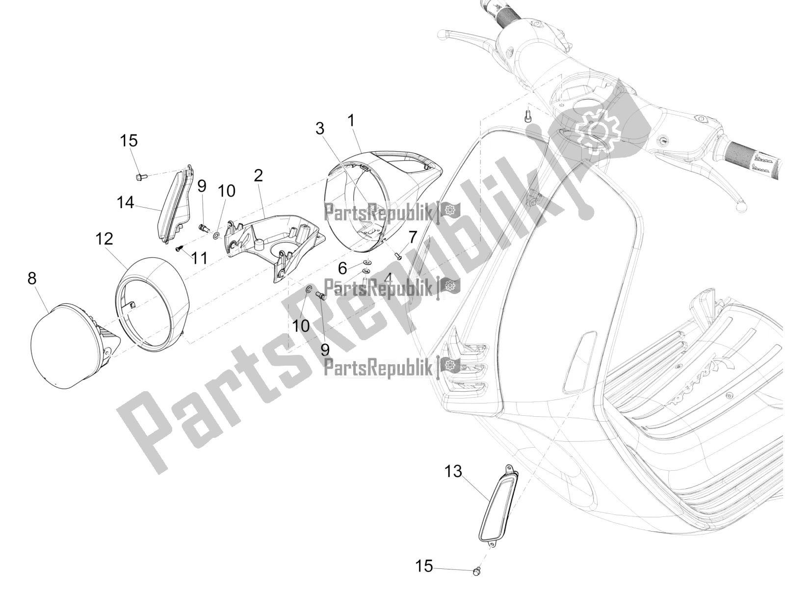 All parts for the Front Headlamps - Turn Signal Lamps of the Vespa 946 150 ABS CD Apac 2022