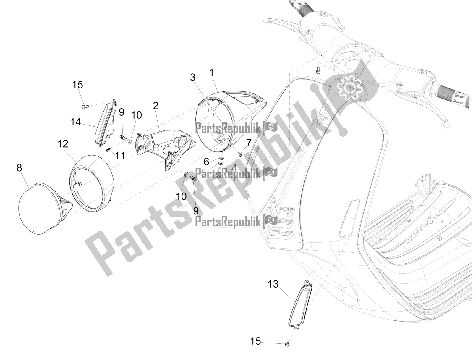 All parts for the Front Headlamps - Turn Signal Lamps of the Vespa 946 150 ABS CD Apac 2022