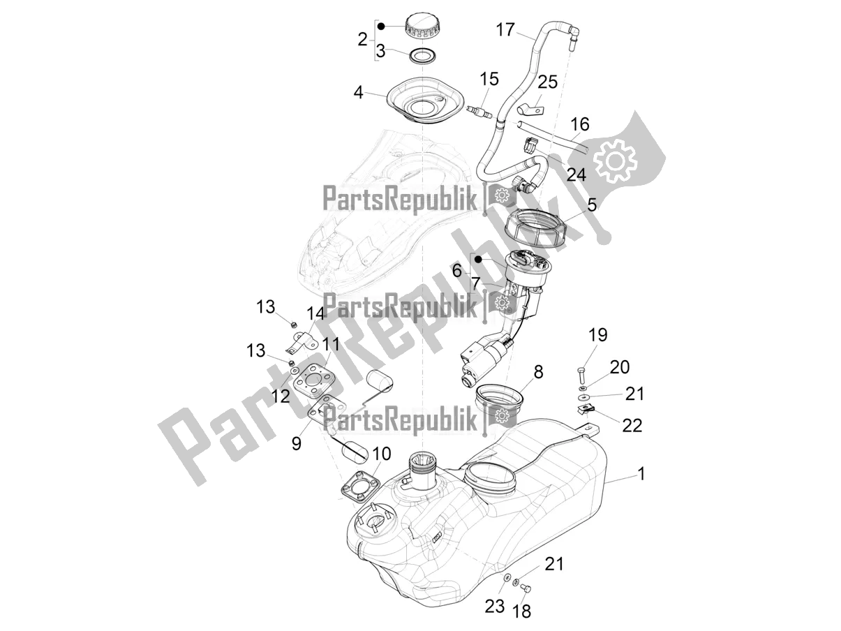 Alle onderdelen voor de Benzinetank van de Vespa 946 150 ABS CD Apac 2022