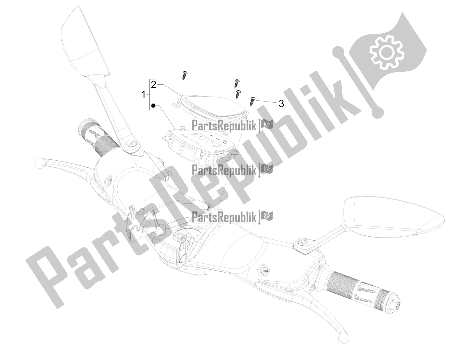 Alle onderdelen voor de Meter Combinatie - Cruscotto van de Vespa 946 150 ABS CD Apac 2022