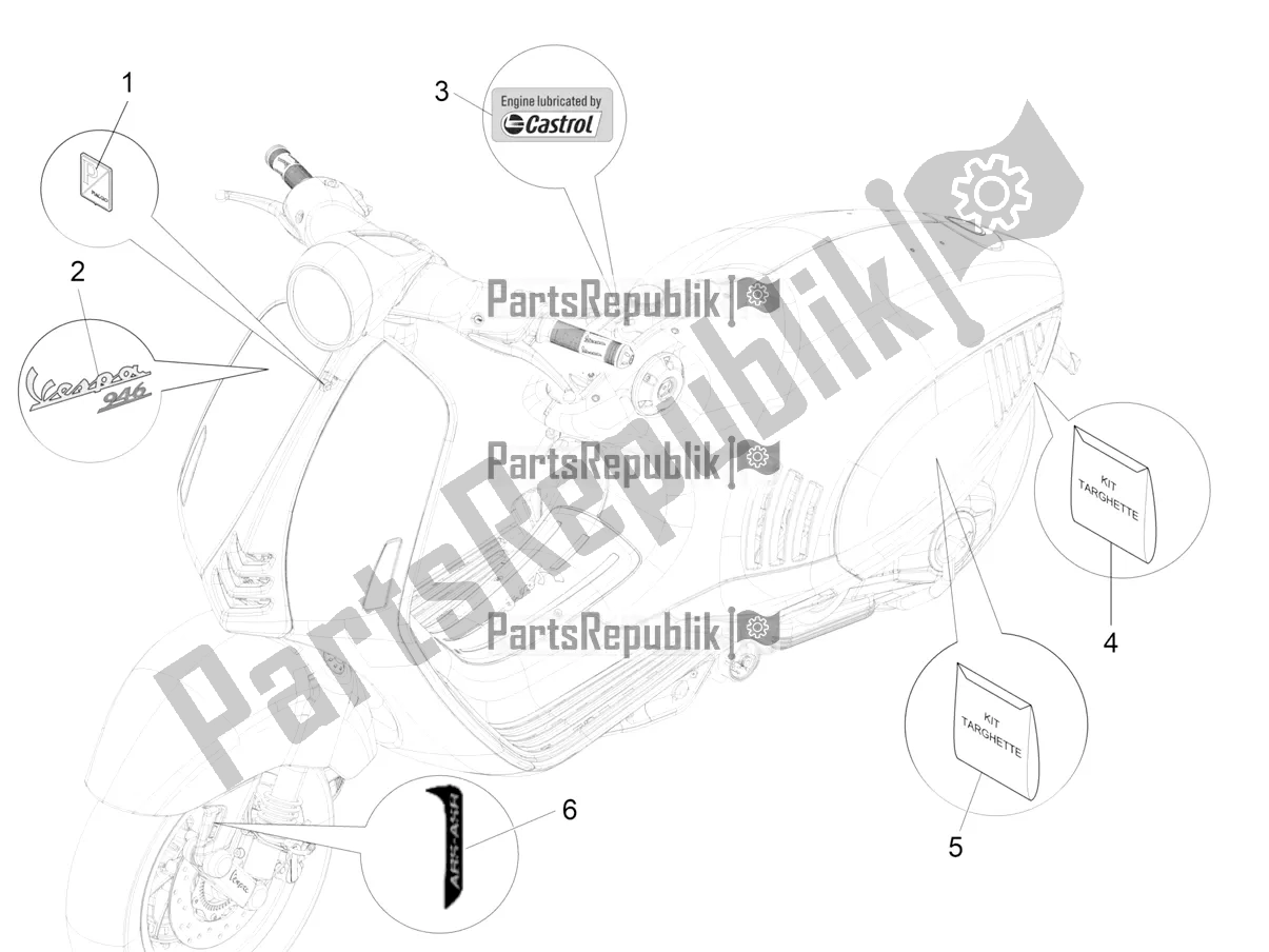 All parts for the Plates - Emblems of the Vespa 946 150 ABS CD Apac 2022