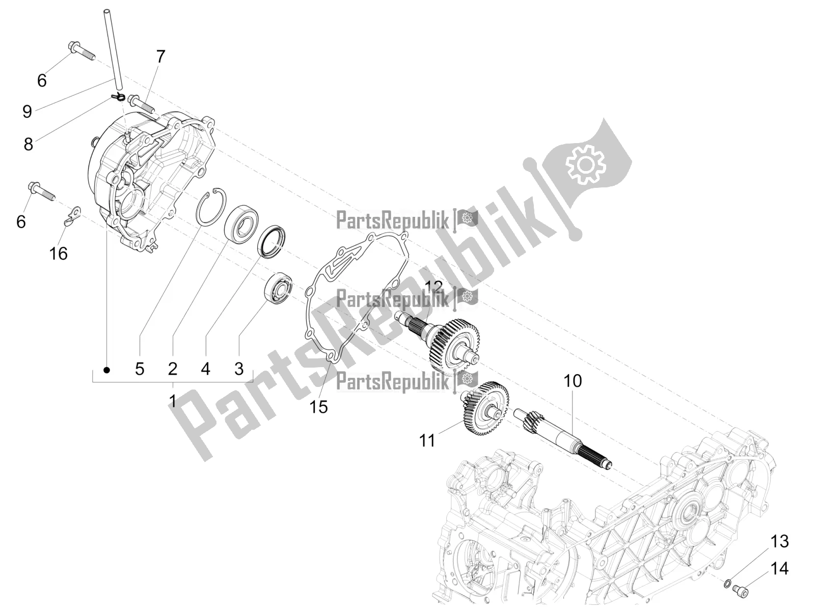 All parts for the Reduction Unit of the Vespa 946 150 ABS CD Apac 2022