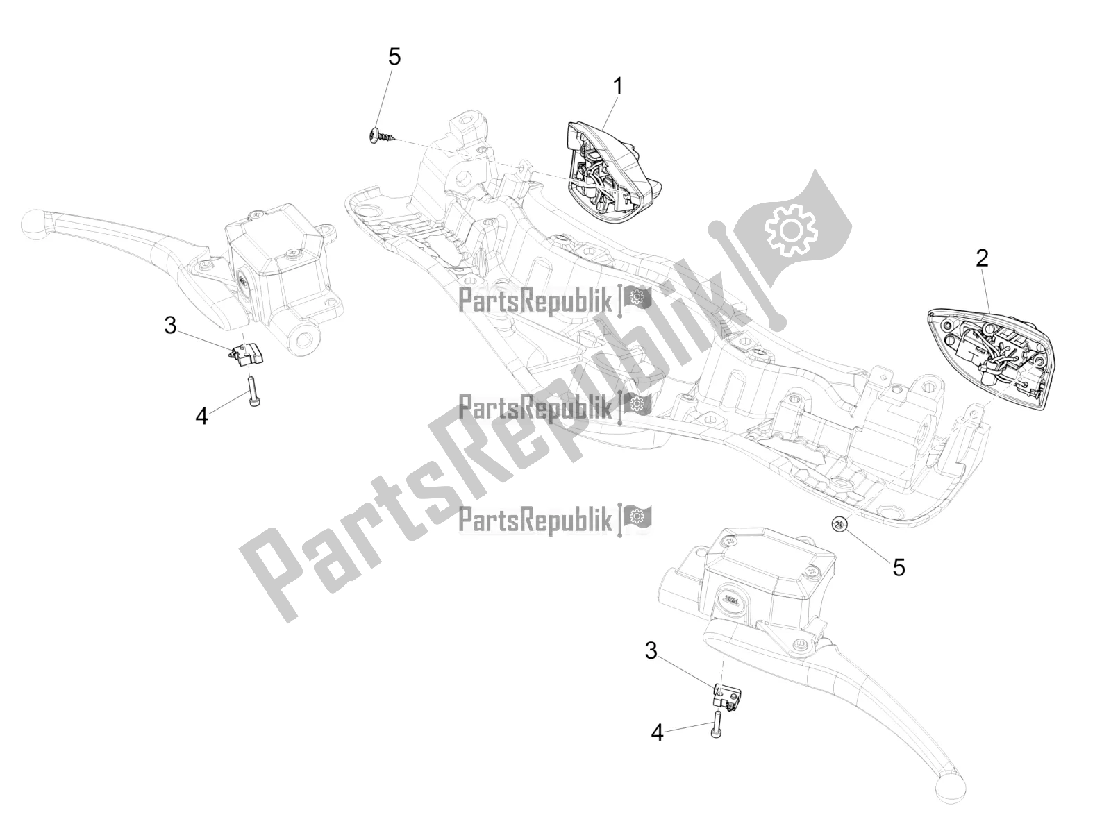 Alle onderdelen voor de Keuzeschakelaars - Schakelaars - Knoppen van de Vespa 946 150 ABS CD Apac 2022