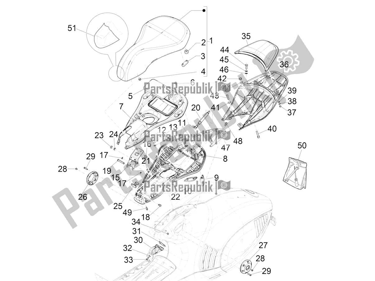 Todas as partes de Sela / Assentos do Vespa 946 150 ABS CD Cina 2021