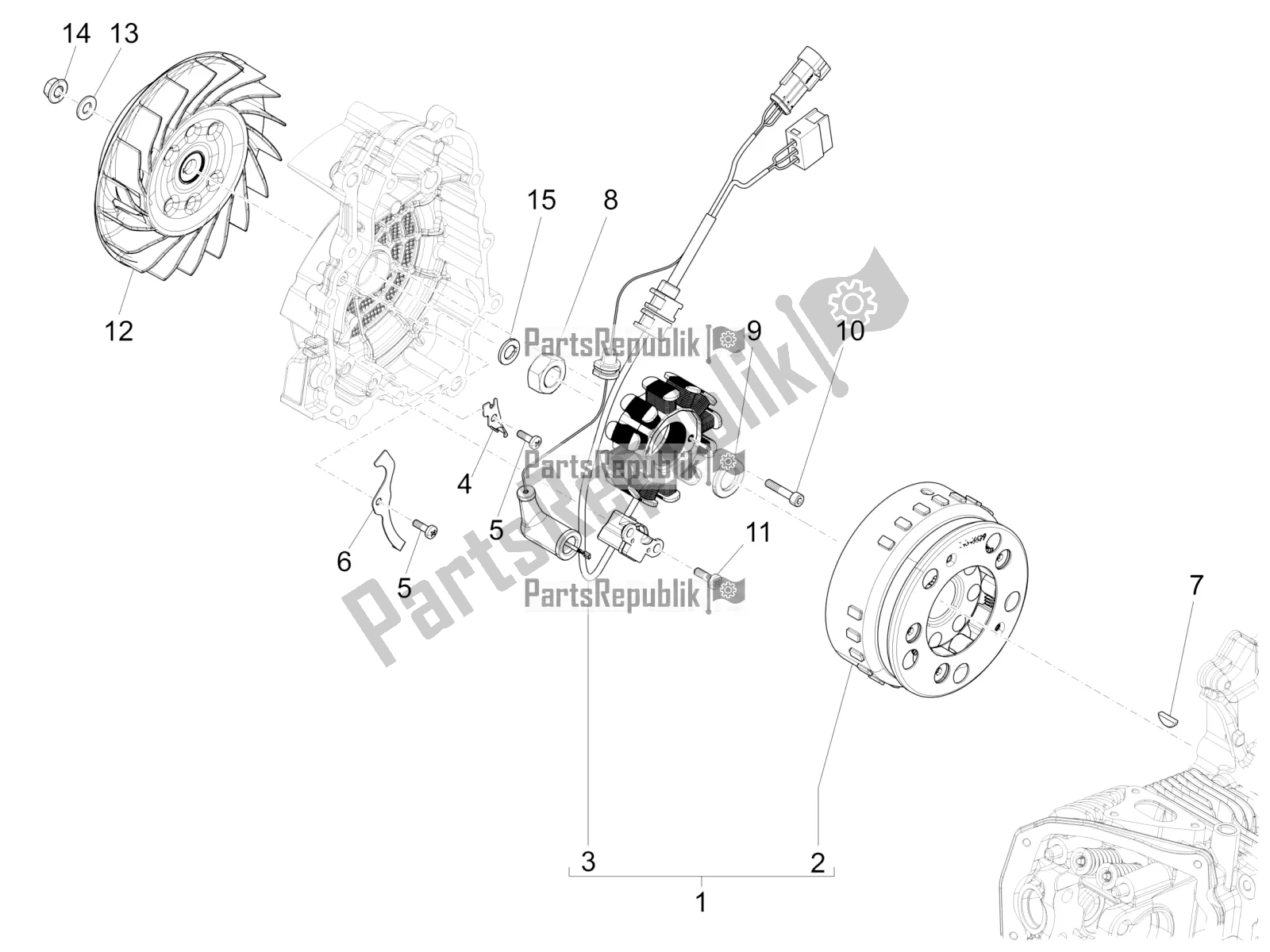 All parts for the Flywheel Magneto of the Vespa 946 150 ABS CD Cina 2022