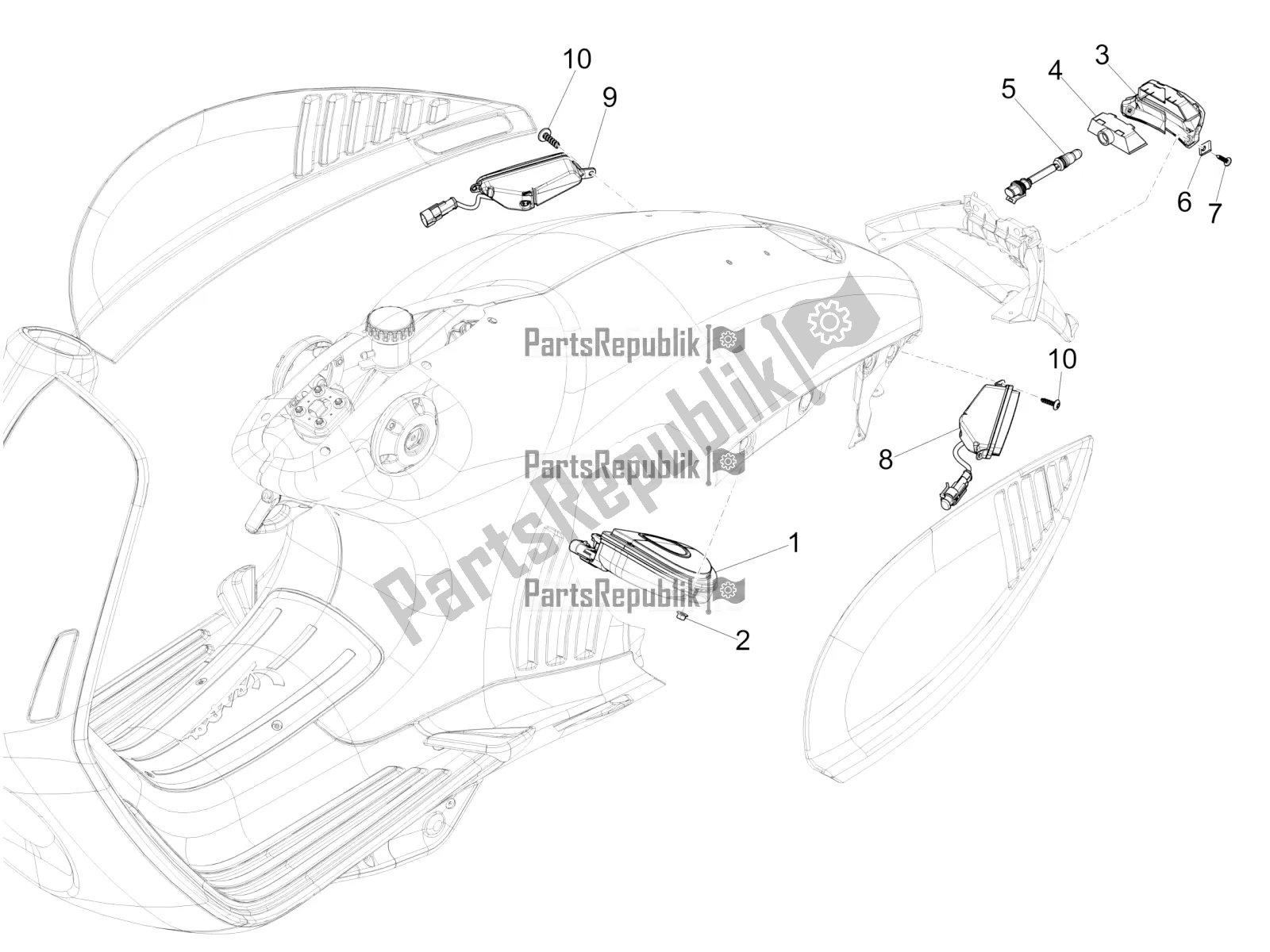 All parts for the Rear Headlamps - Turn Signal Lamps of the Vespa 946 150 ABS CD Cina 2022