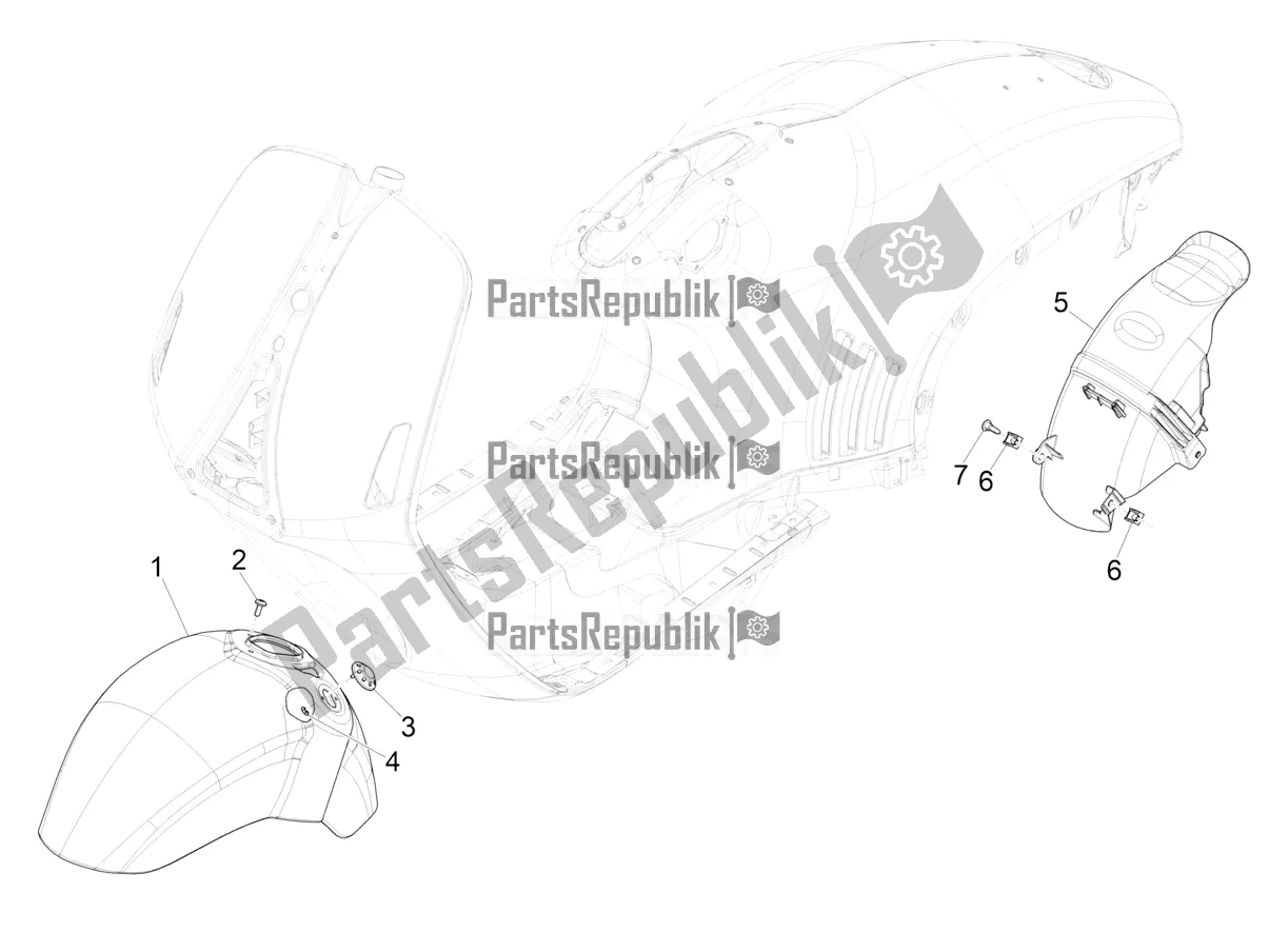 Todas las partes para Carcasa De La Rueda - Guardabarros de Vespa 946 150 ABS CD Cina 2022