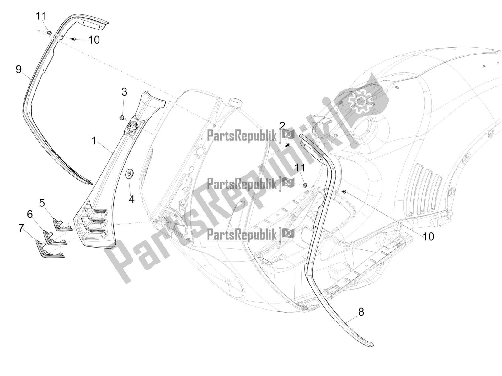 Todas as partes de Escudo Frontal do Vespa 946 150 ABS CD USA 2021