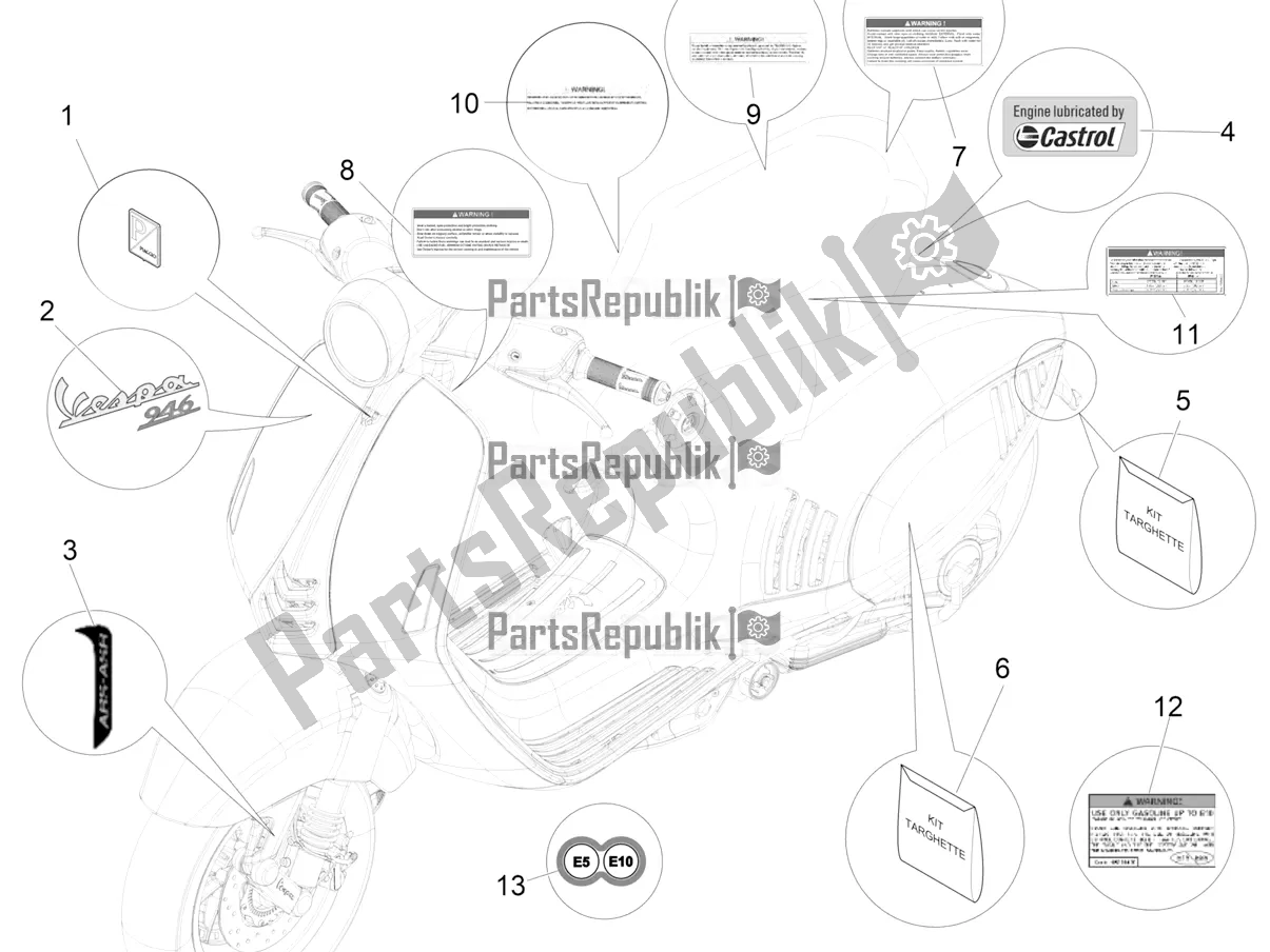 Tutte le parti per il Piatti - Emblemi del Vespa 946 150 ABS CD USA 2021