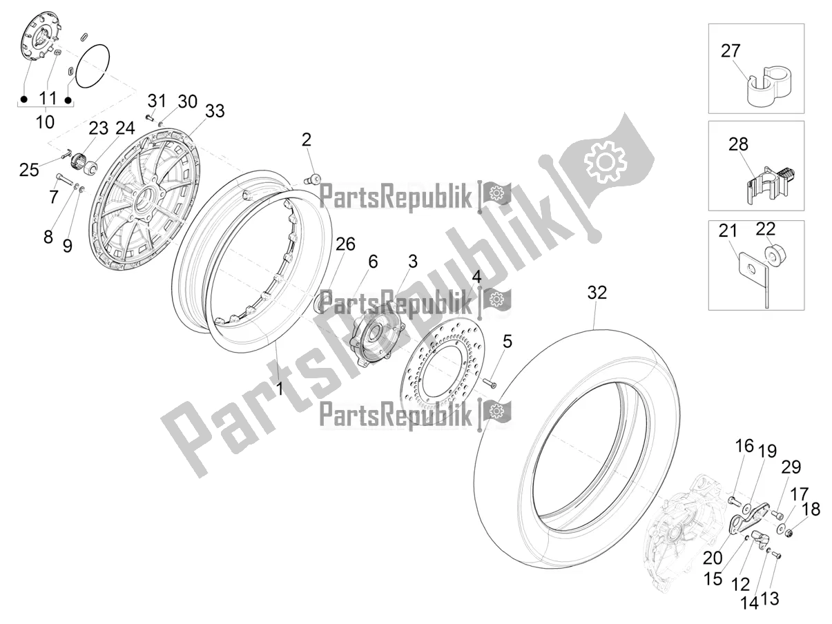 Toutes les pièces pour le Roue Arrière du Vespa 946 150 ABS CD USA 2021