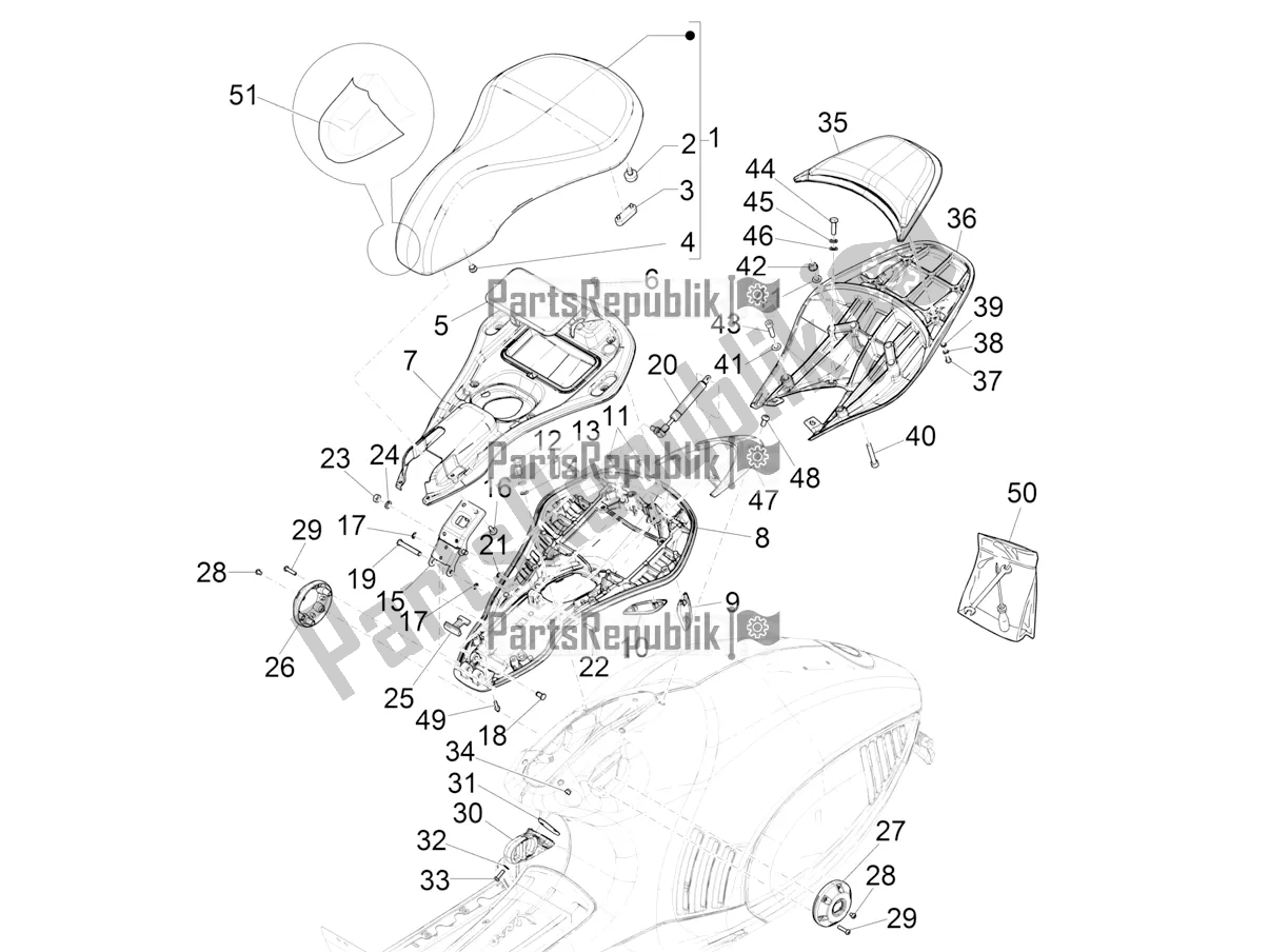 All parts for the Saddle/seats of the Vespa 946 150 ABS CD USA 2021