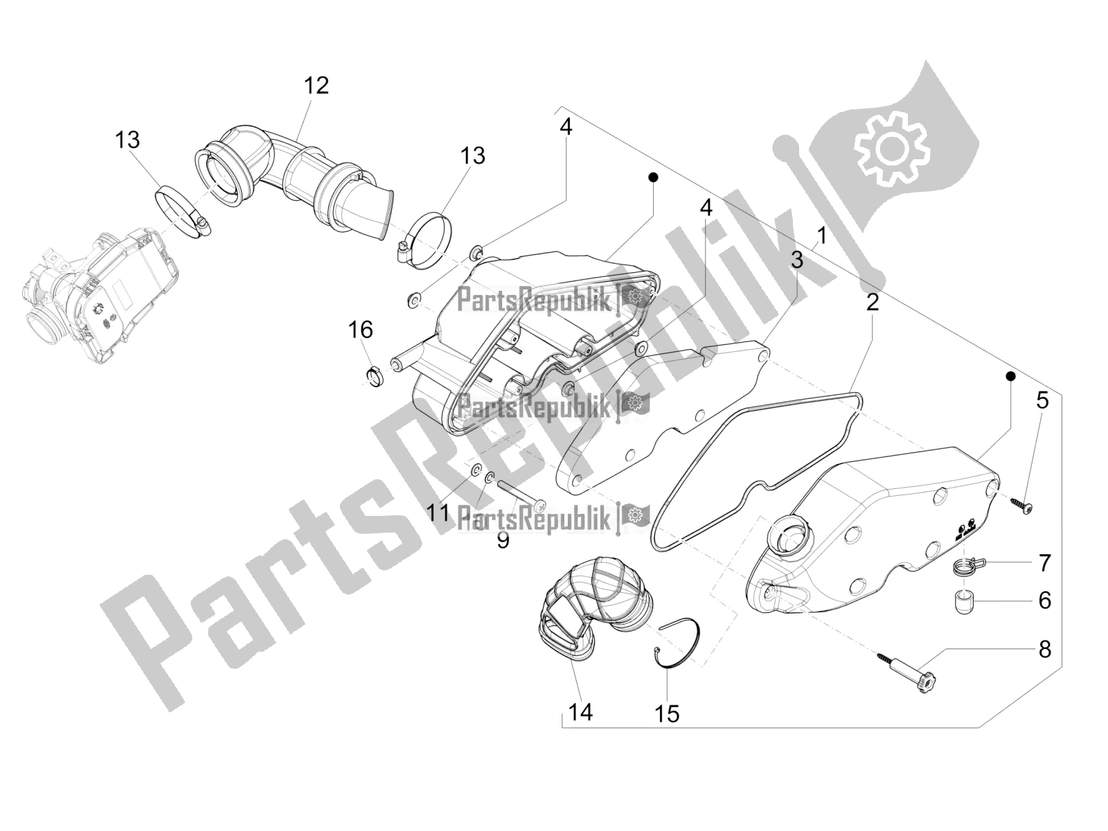 All parts for the Air Filter of the Vespa 946 150 ABS CD USA 2022