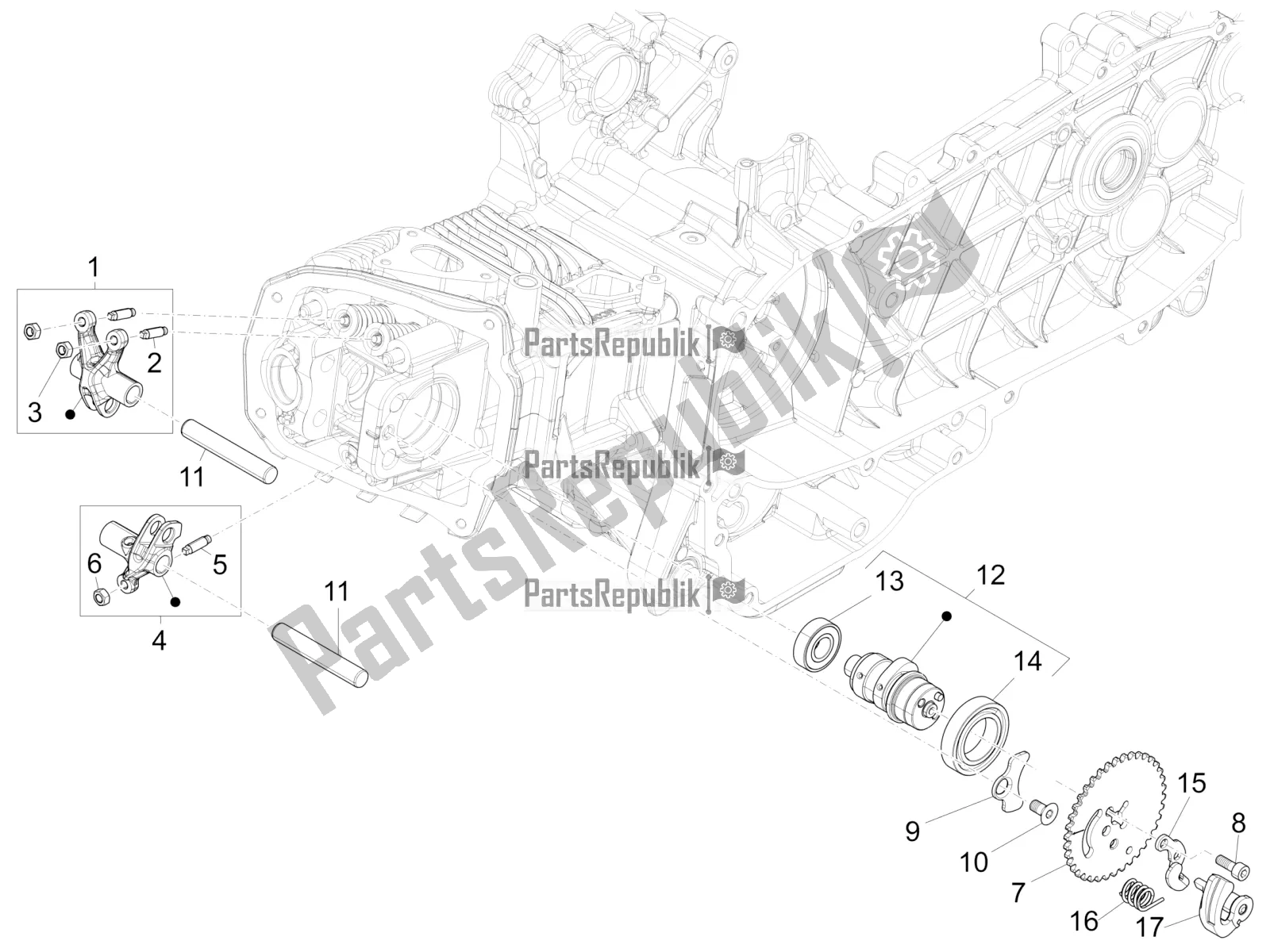 Todas las partes para Unidad De Soporte De Palancas Oscilantes de Vespa 946 150 ABS CD USA 2022