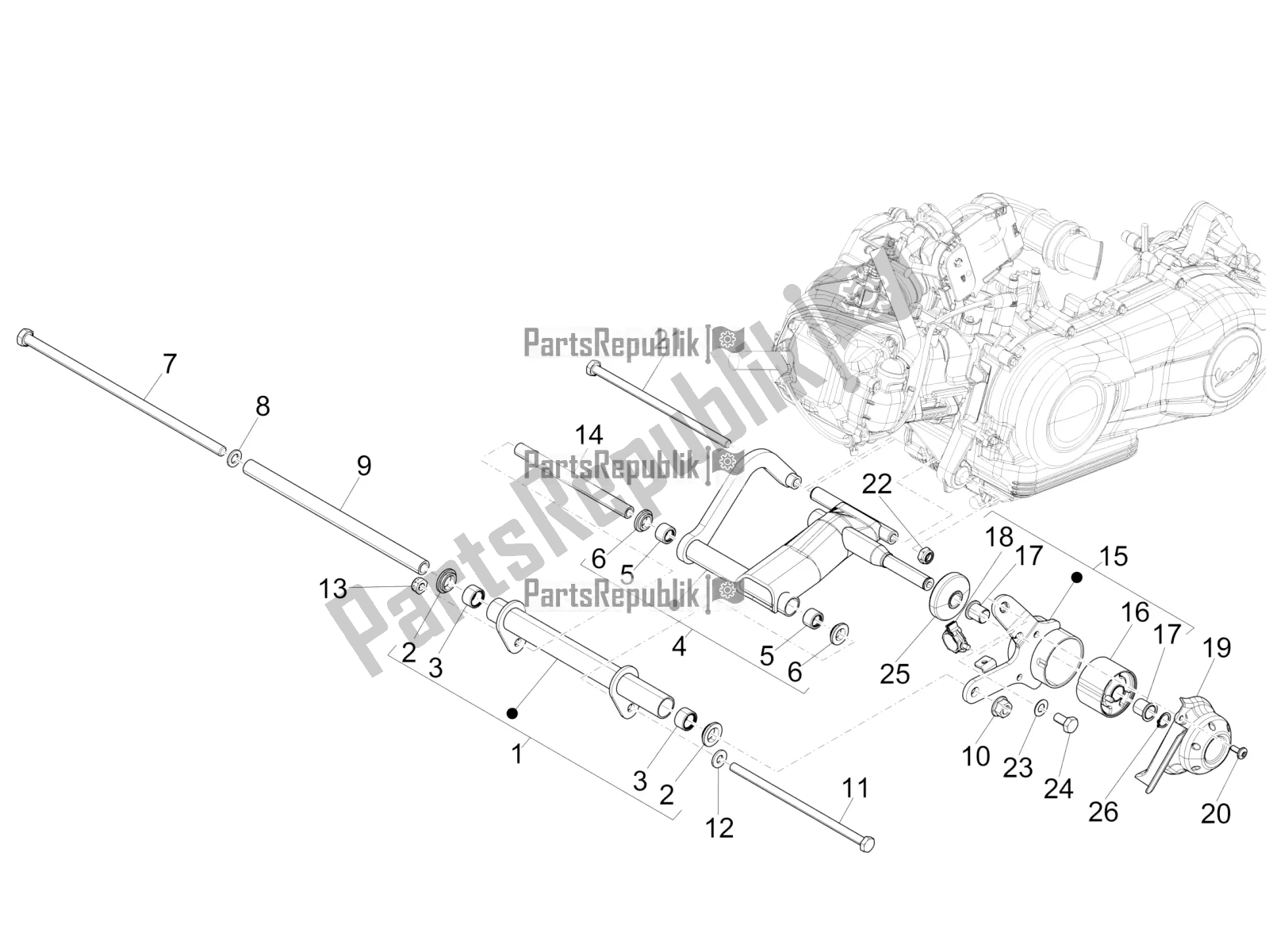 Toutes les pièces pour le Bras Oscillant du Vespa 946 150 ABS CD USA 2022