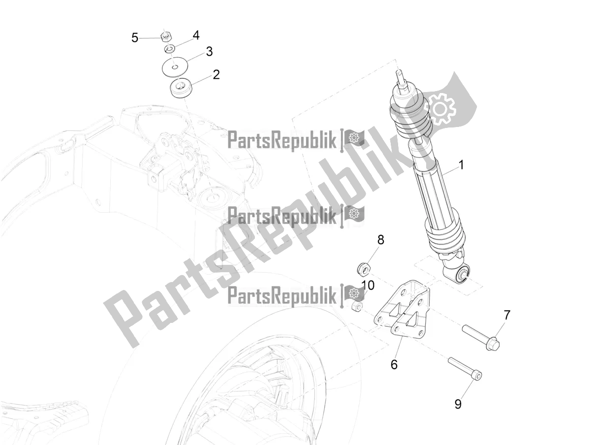 Tutte le parti per il Sospensione Posteriore - Ammortizzatore / I del Vespa Elettrica 0 2019