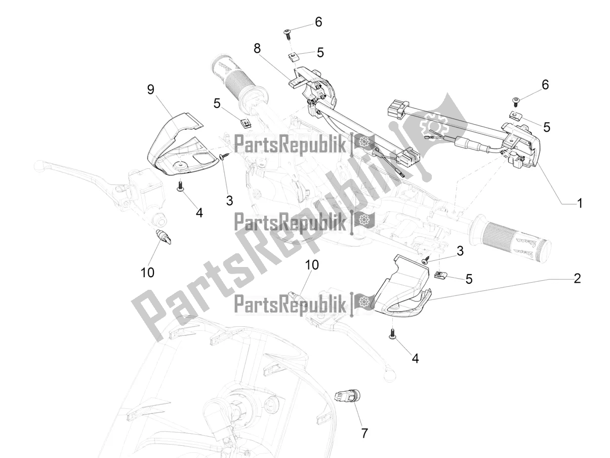 All parts for the Selectors - Switches - Buttons of the Vespa Elettrica 0 2019