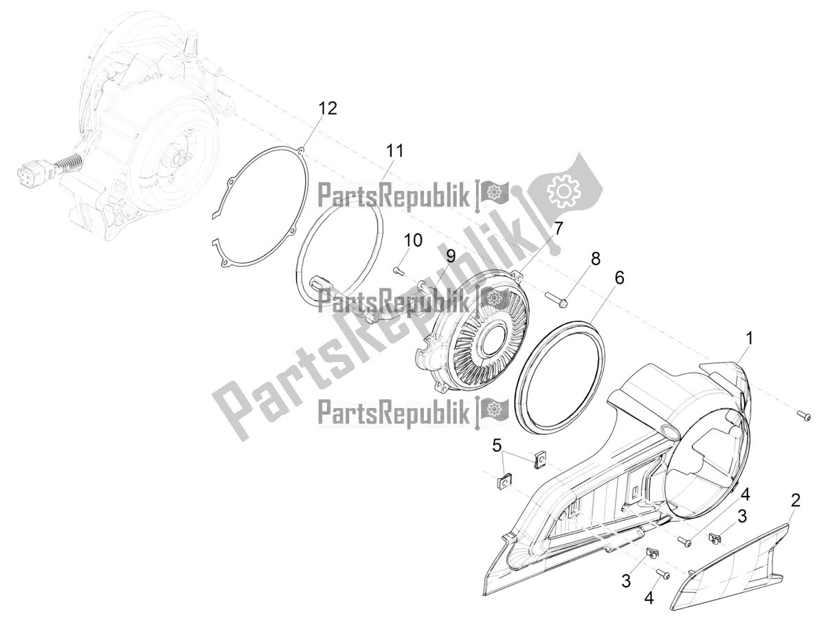 Toutes les pièces pour le Couvercle De Carter - Refroidissement Du Carter du Vespa Elettrica 25 KM/H 0 2019